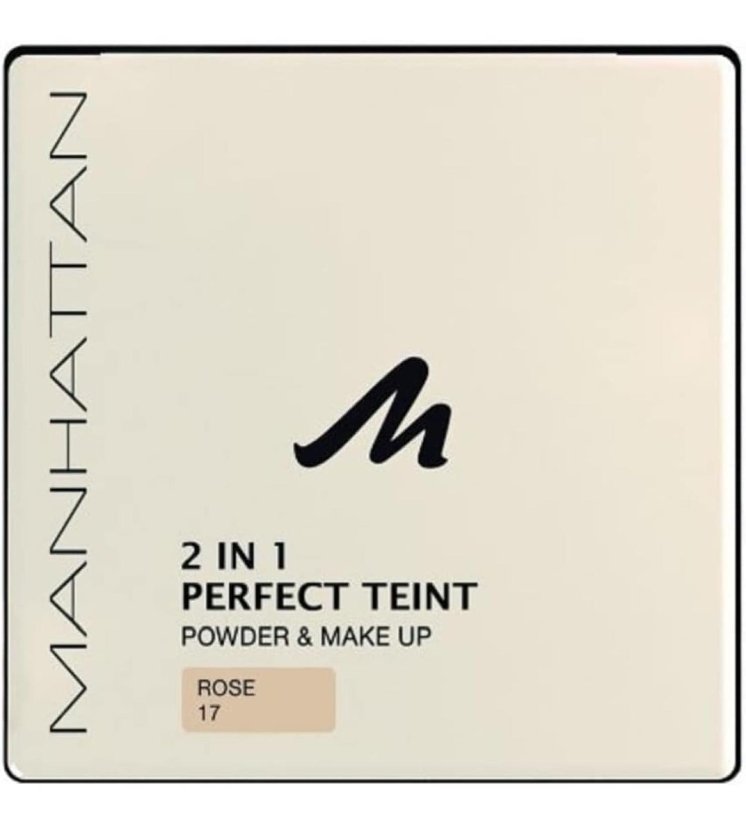 Manhattan 2 in 1 Perfect complexion powder-powder and make-up in one for an absolutely even complexion-color rose 17-1 x 9g 17 rose