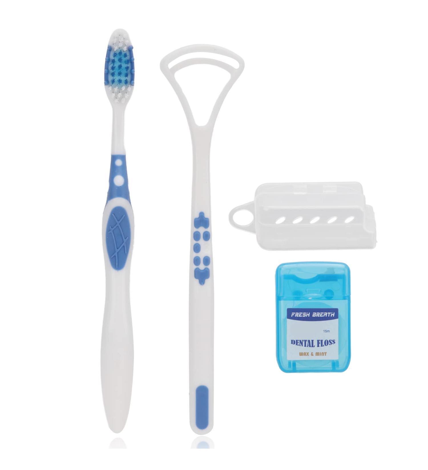 Complete Oral Care Set: Tongue Scraper Toothbrush Dental Silk for Adults & Kids | Effective Mouth Cleaner & Healthy Dental Hygiene - Buy Online on SooperMarket.com