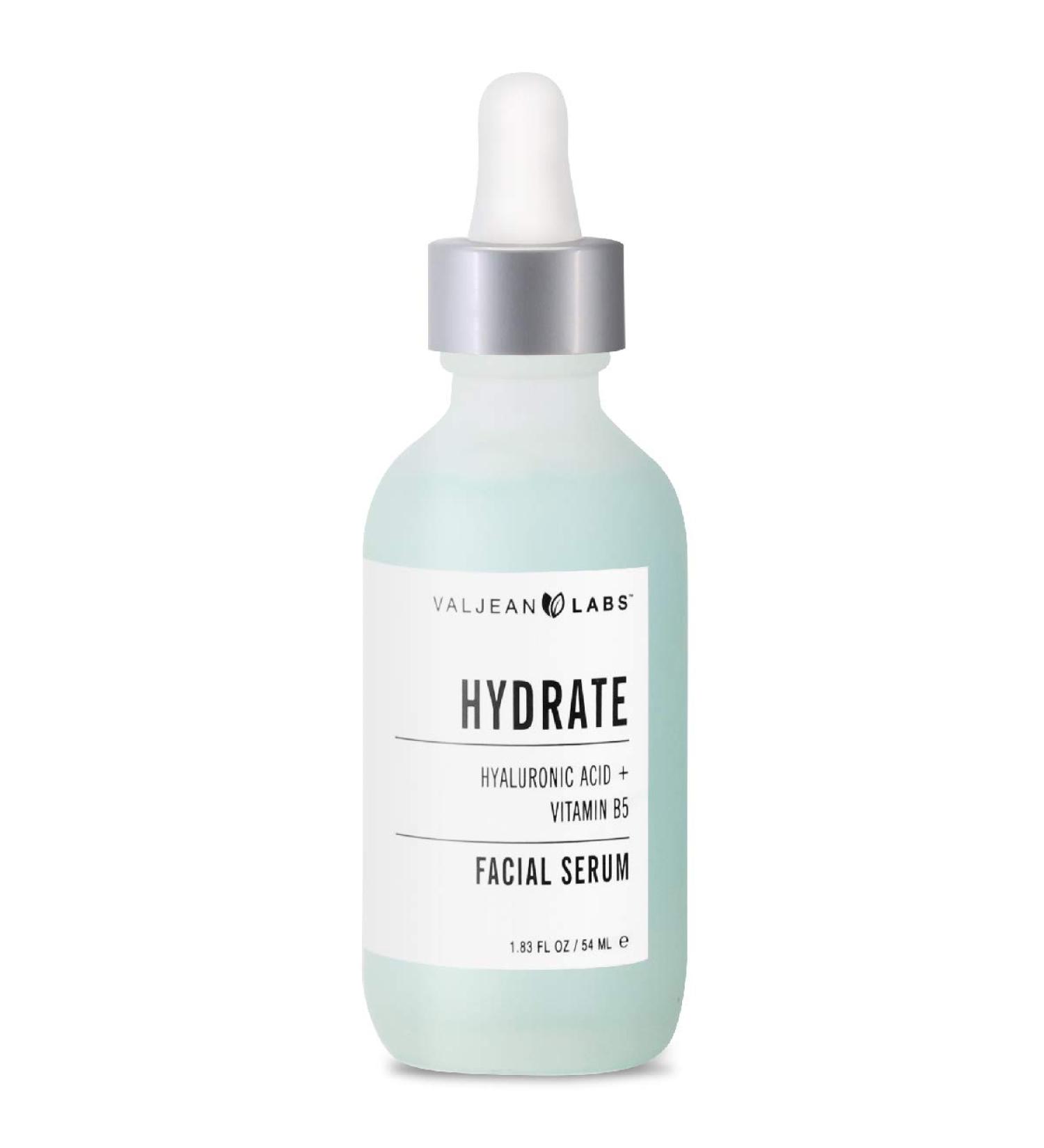 Valjean Labs Hydrate Serum | Hyaluronic Acid + Vitamin B5 | 1.83 oz | Hydrate and Plump Skin | Paraben-Free | Cruelty-Free | Made in USA - Buy Online on SooperMarket.com