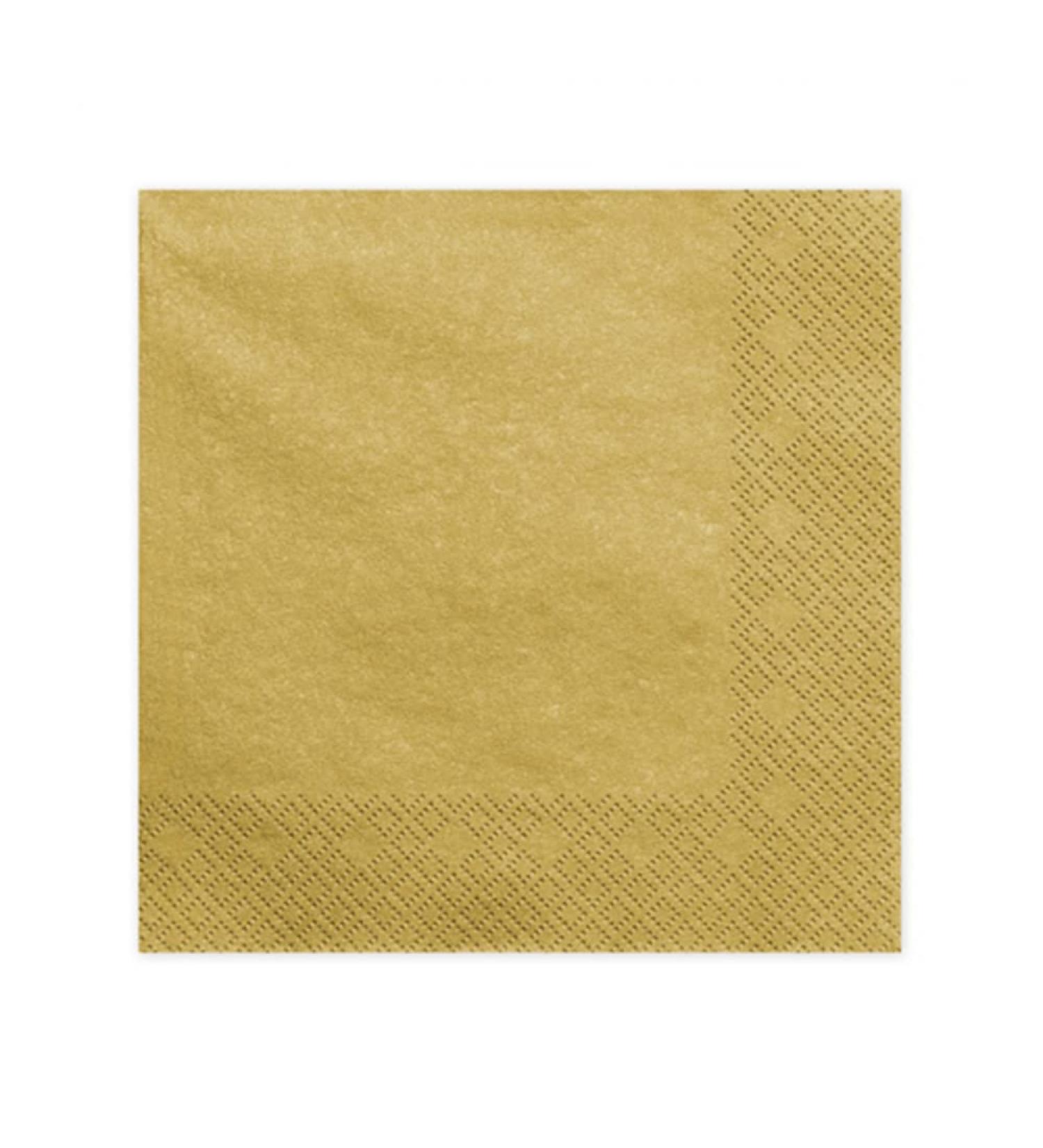 PartyDeco three-ply napkins gold met. 33x33cm 20 pcs. Wedding Birthday Christmas New Year's Eve Carnival