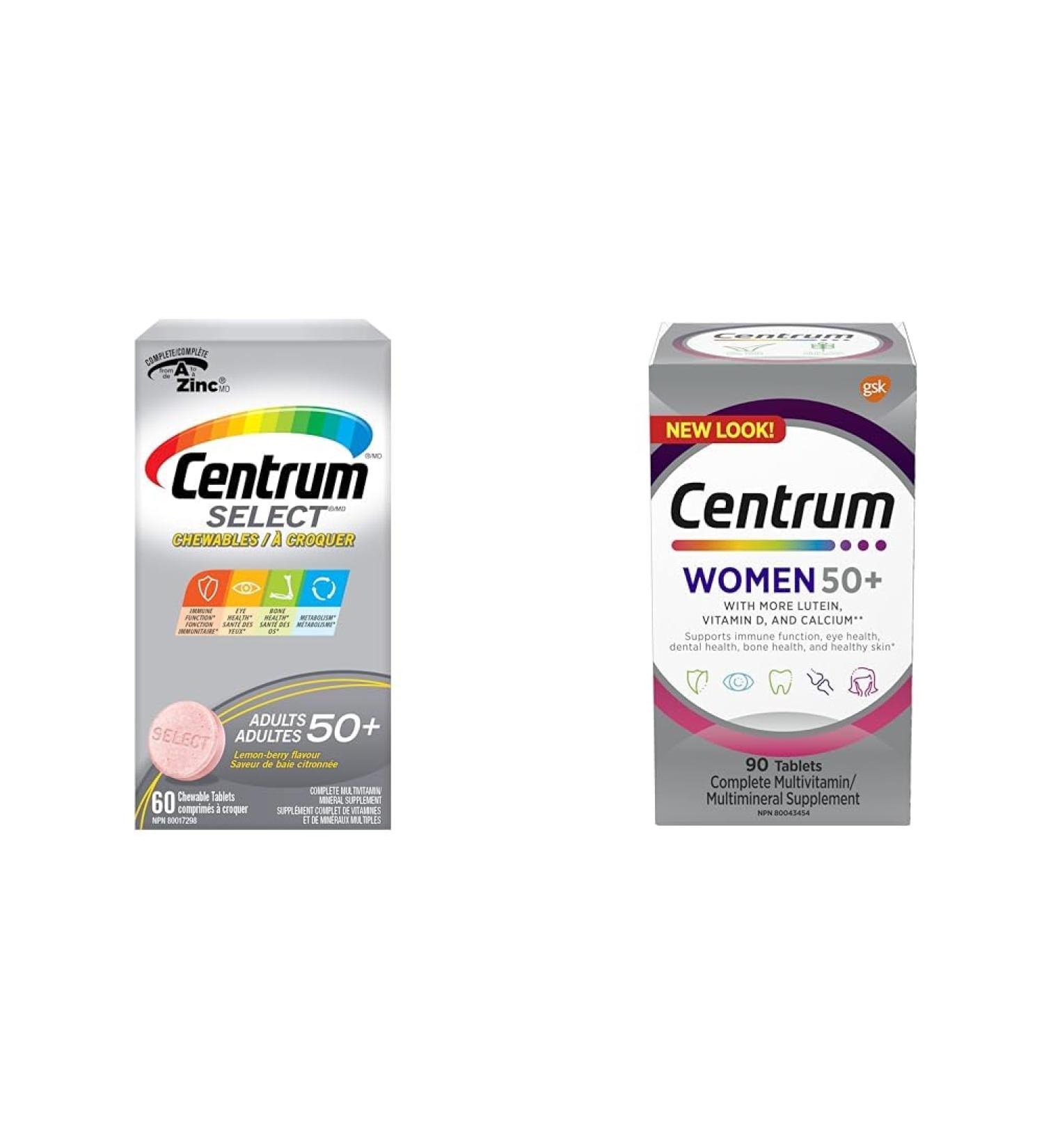 Centrum Adult Select Essentials Multivitamins for Men & Women 50 Plus & Women 50 Plus Multivitamins/Minerals Supplement for Women 50+ 90 Tablets (Packaging May Vary) - Buy Online on SooperMarket.com
