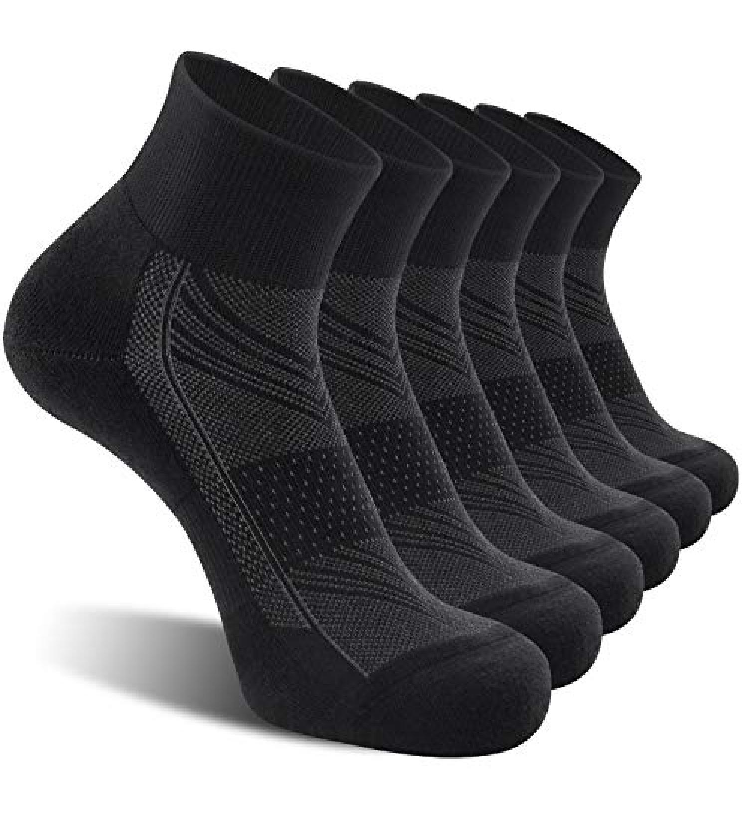 CelerSport Men's Ankle Socks 6 Pack - Cushioned Sport Athletic Running Socks, Black (Size 9-12) - Buy Online on SooperMarket.com