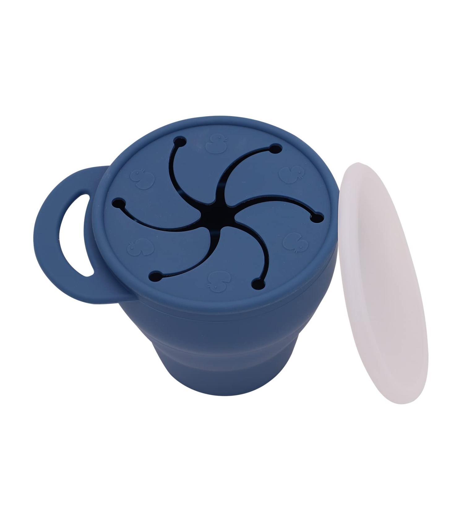 Silicone Snack Cup with Lid - Leak-Proof Travel Snack Cup for Toddlers | Blue | Buy Internationally - Buy Online on SooperMarket.com