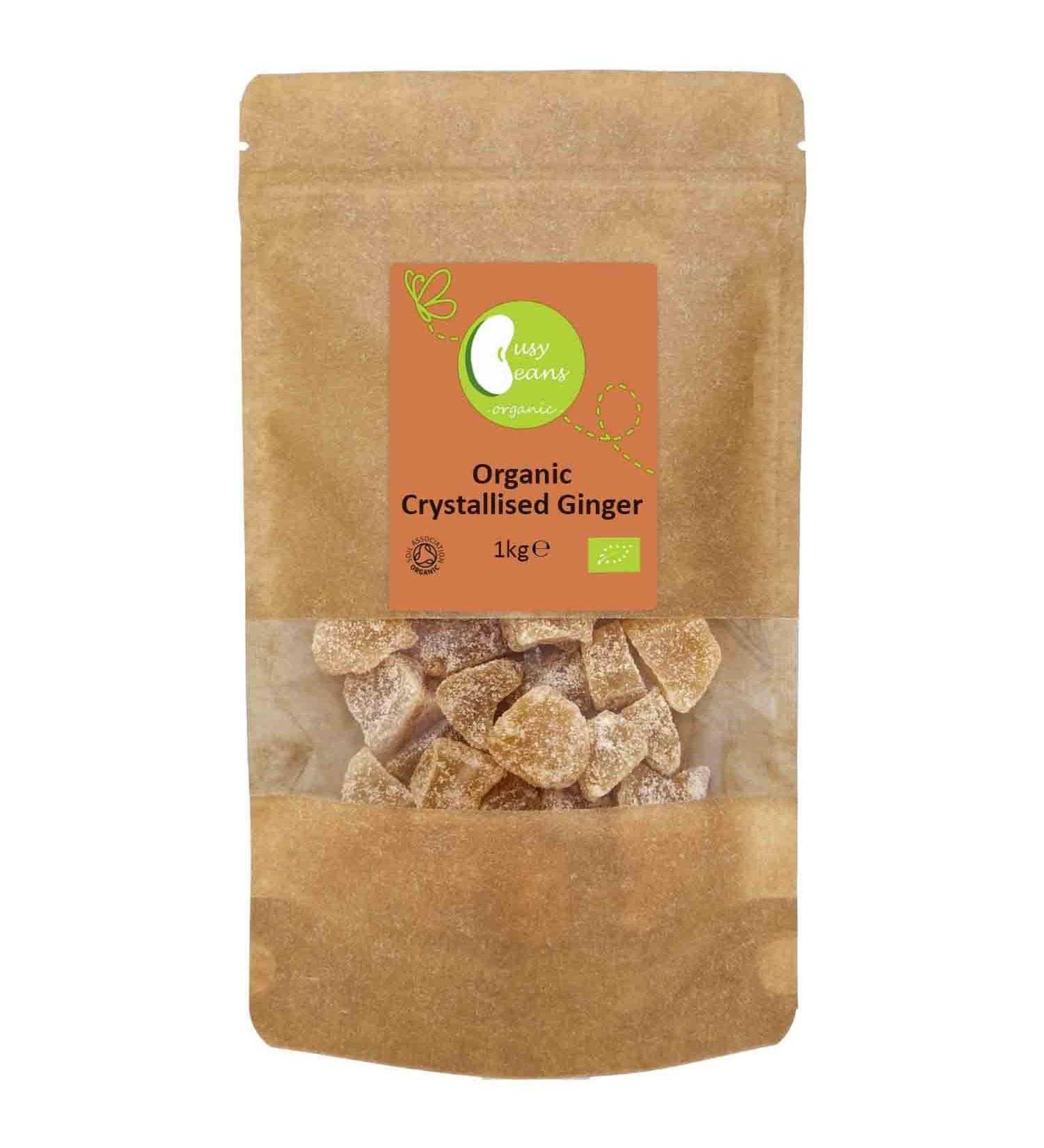 Organic Crystallised Ginger - Certified Organic - by Busy Beans Organic (1kg) - Buy Online on SooperMarket.com