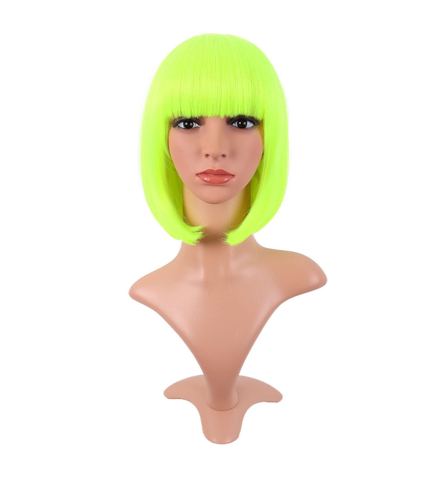 MapofBeauty 12 Inch Neon Yellow Short Straight Bob Wig - Natural Female Hair - Buy Online on SooperMarket.com