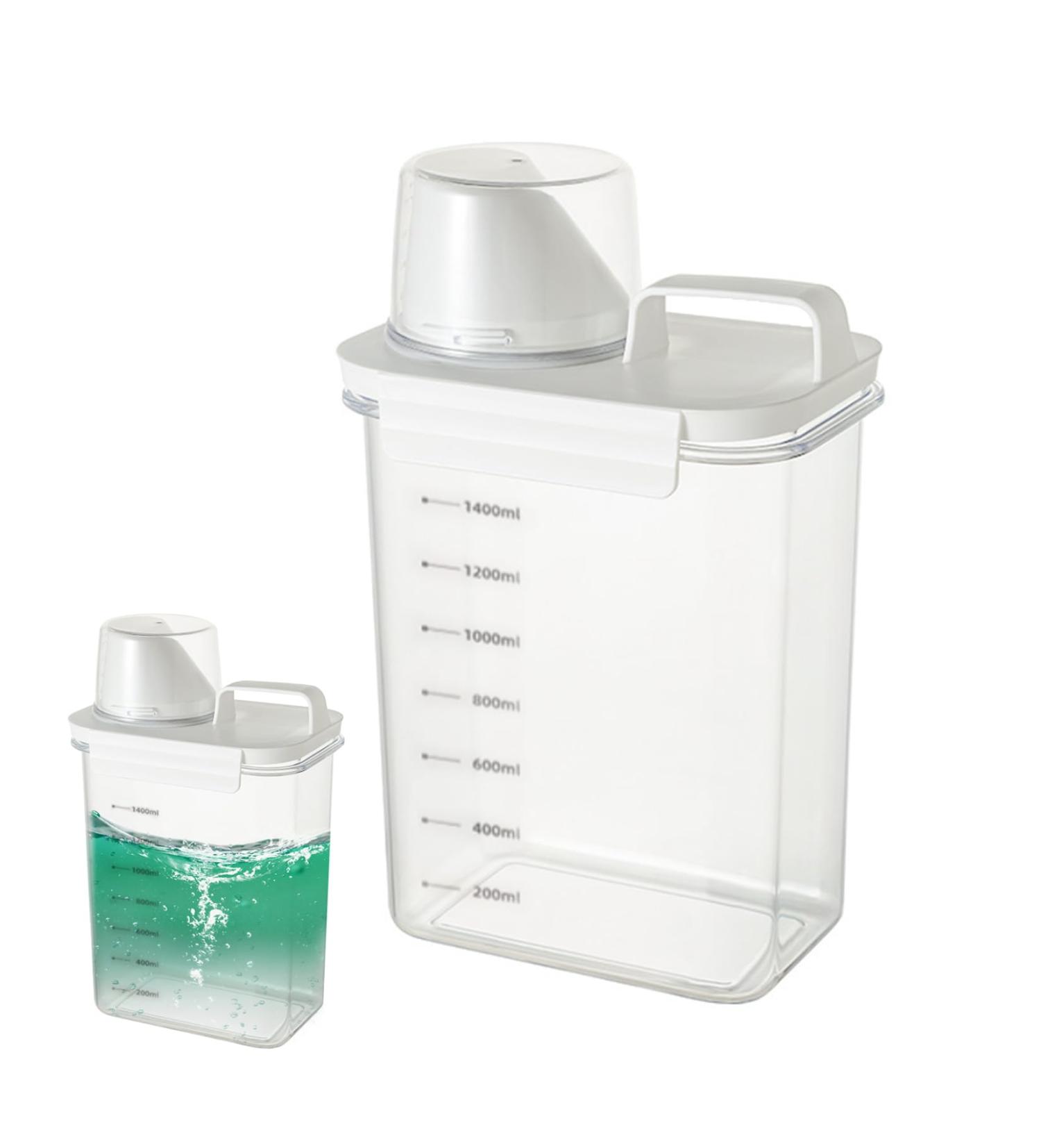 Veesper Laundry Detergent Dispenser 1800ml Clear Airtight Washing Powder Dispenser with Scale and Cup Detergen Box for Solid Liquid Laundry Detergent Dispenser Washing Powder Dispenser 1800ml With Scale - Buy Online on SooperMarket.com