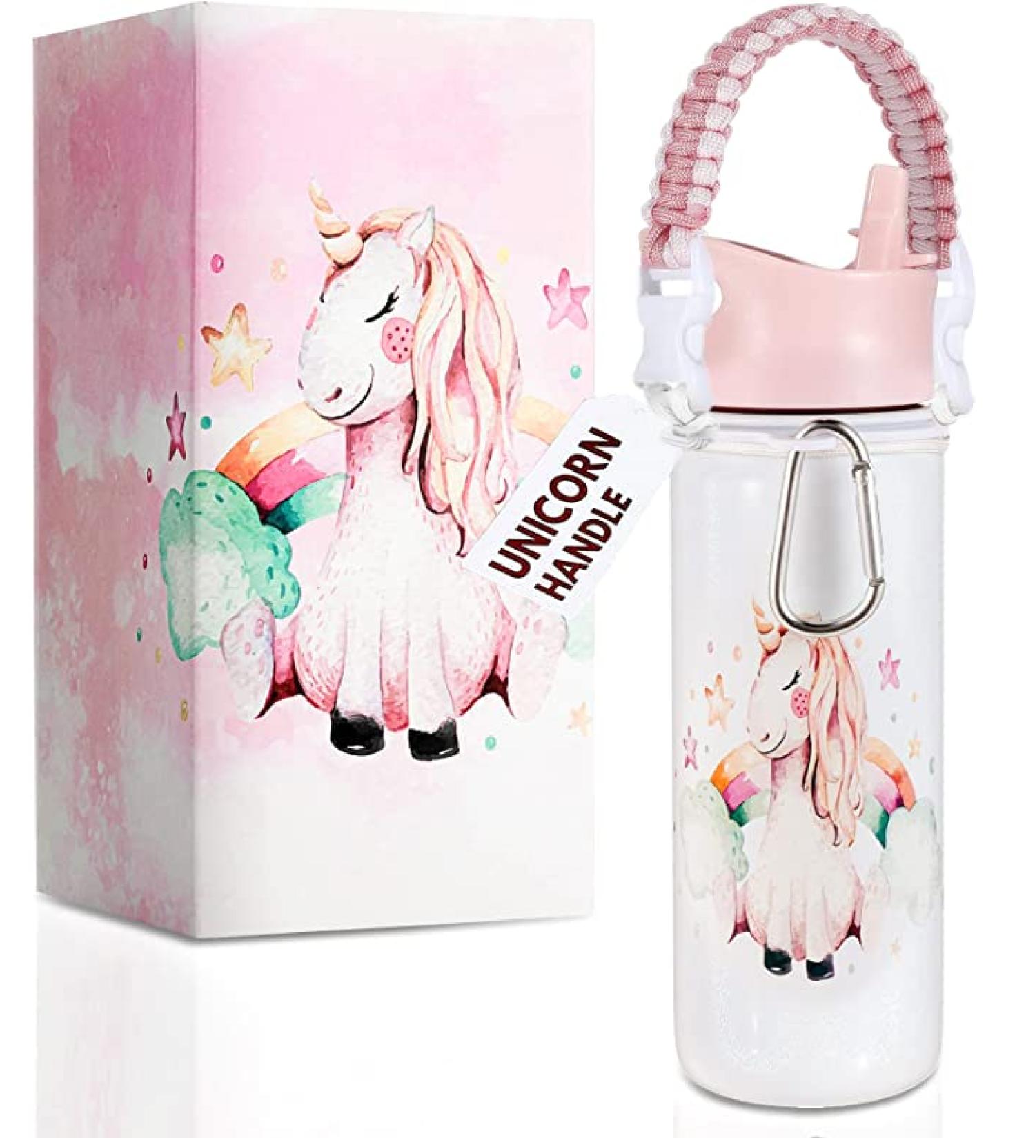 18oz Unicorn Water Bottle - Leak Proof, 36 Hours Cold, Dishwasher Safe, Wide Mouth, Insulated Stainless Steel - Perfect Straw Bottle for Girls at School - Buy Online on SooperMarket.com