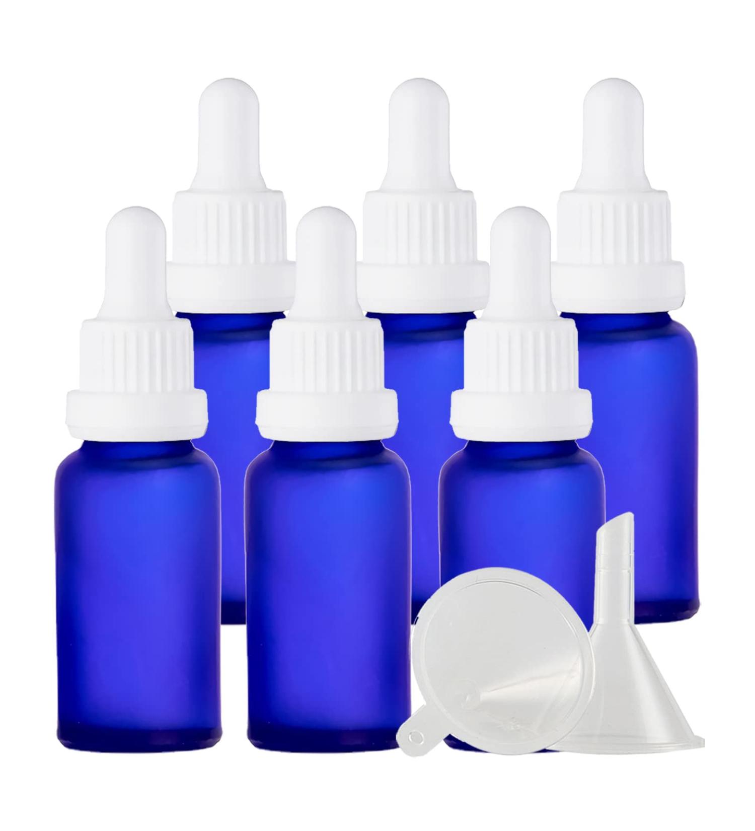 Zeoabsy 6 Pack 20ml Frosted Blue Glass Pipette Bottles Empty Essential Oil & Aromatherapy Drip Bottles with White Lock Pipette Ring  - Buy Online on SooperMarket.com