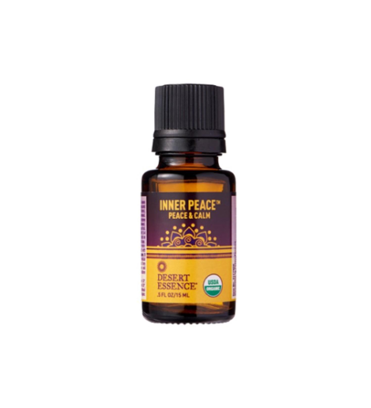 Desert Essence Essential Oil - Inner Peace - Peace & Calm - .5 Fl Ounce - Freshens Air - Clarifying Scent - Promotes Peace & Serenity - Yoga or Meditation Practice - Tea Tree, Cedarwood Oil Inner Peace 0.5 Fluid Ounce