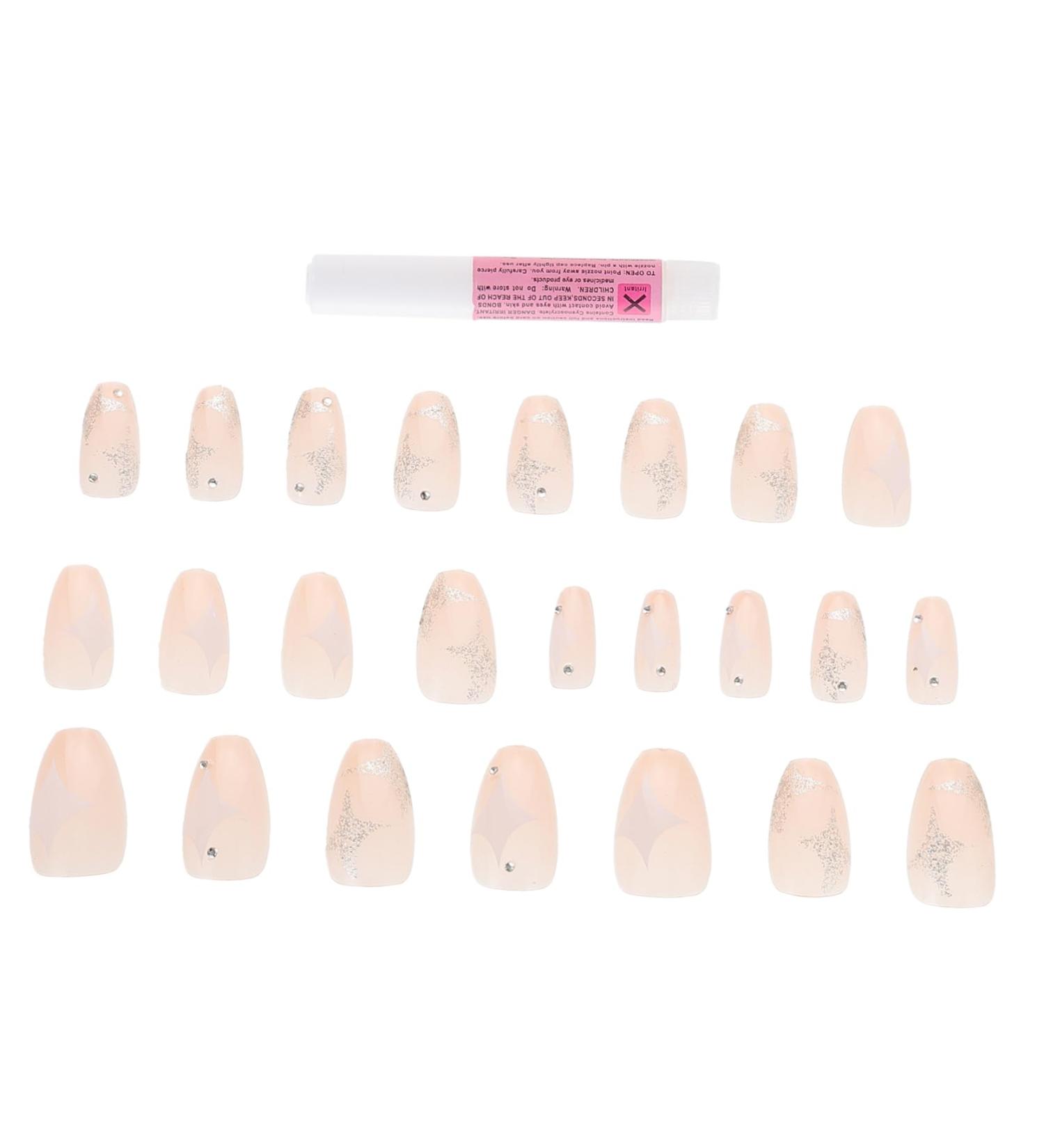 Gogogmee 1 Set Nail Patch Fake Nails with Glue French Decor Nails Decoration Nail Embellishments False Nails with Glue Nail Decals Nail Salon Supplies Sticker Plastic Full Coverage X4 Pink - Buy Online on SooperMarket.com