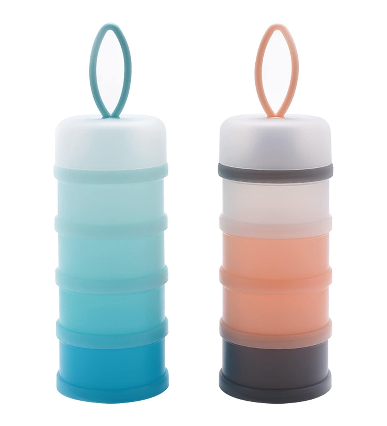 2pcs Liwein Milk Formula Dispenser - 4 Layers Portable Pot for Travel Outdoor Feeding - Blue+Pink - Buy Online on SooperMarket.com