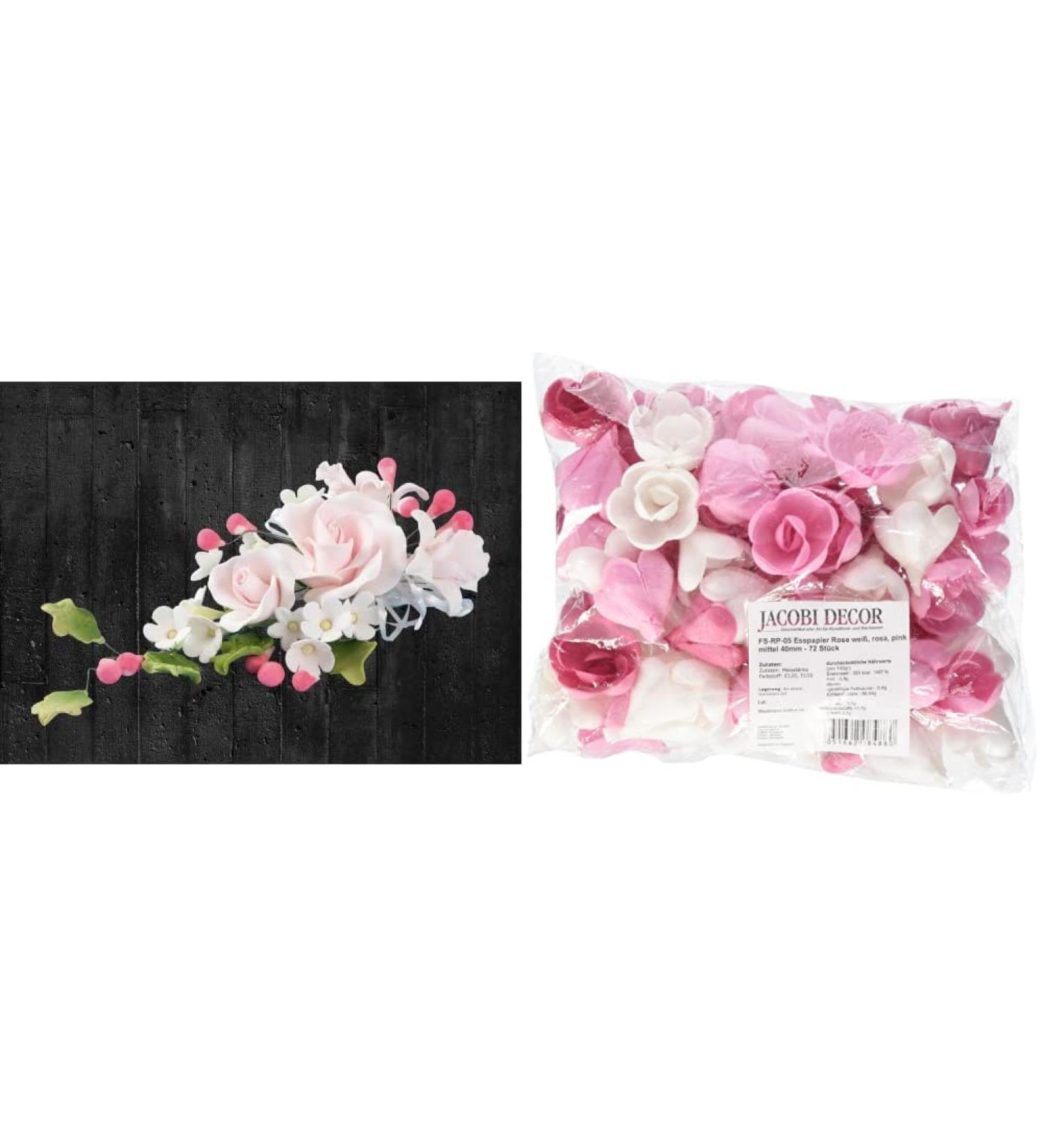 Buy Cake Company Sugar Flower Bouquet - 1 Pink Rose & Medium 40mm Assorted Roses - Ideal for Cake Decorating | International Shipping - Buy Online on SooperMarket.com