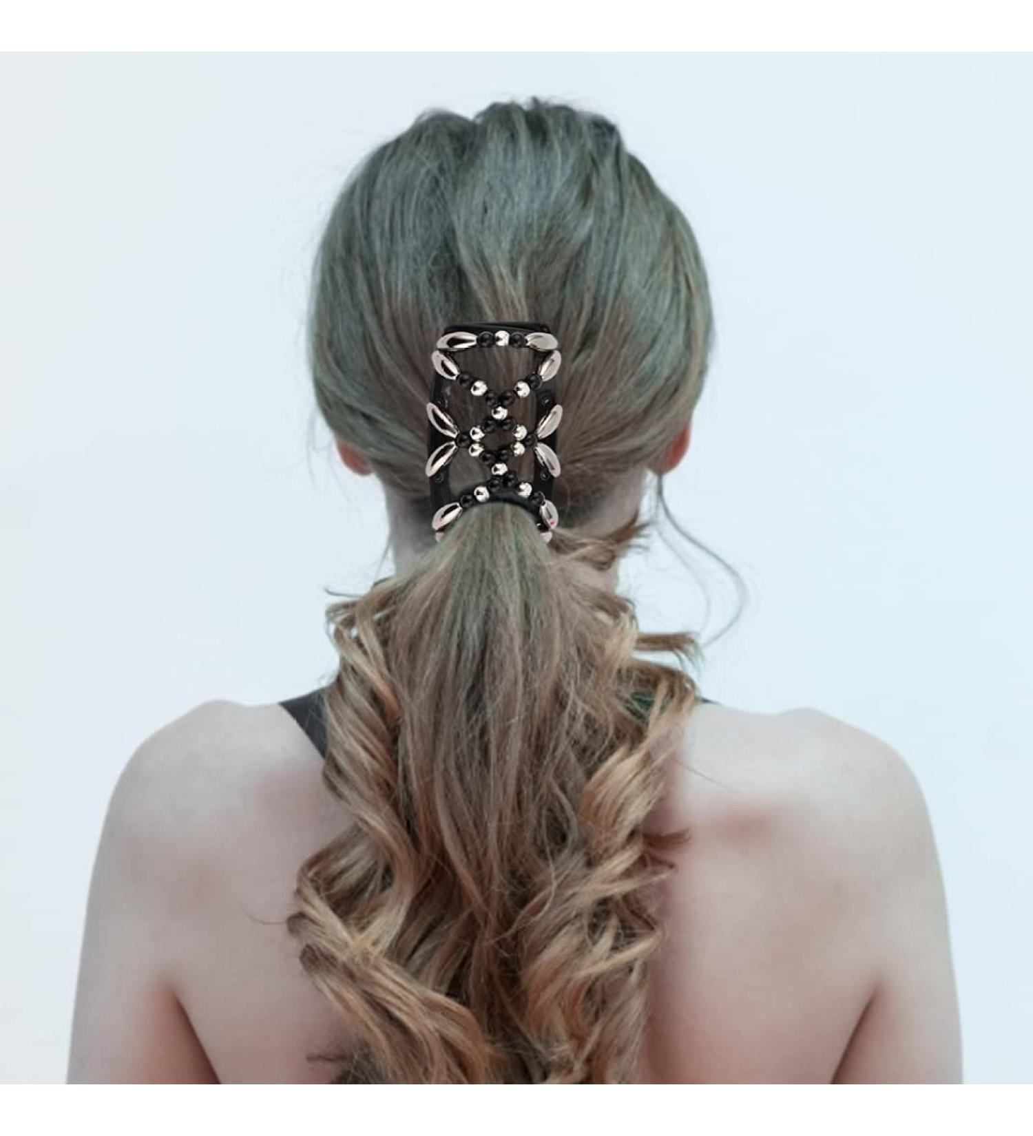 Beads Hair Combs Magic Stretchy Double Comb Hair Clips Elastic Hairpins Accessories Clips Barrettes - Buy Online on SooperMarket.com