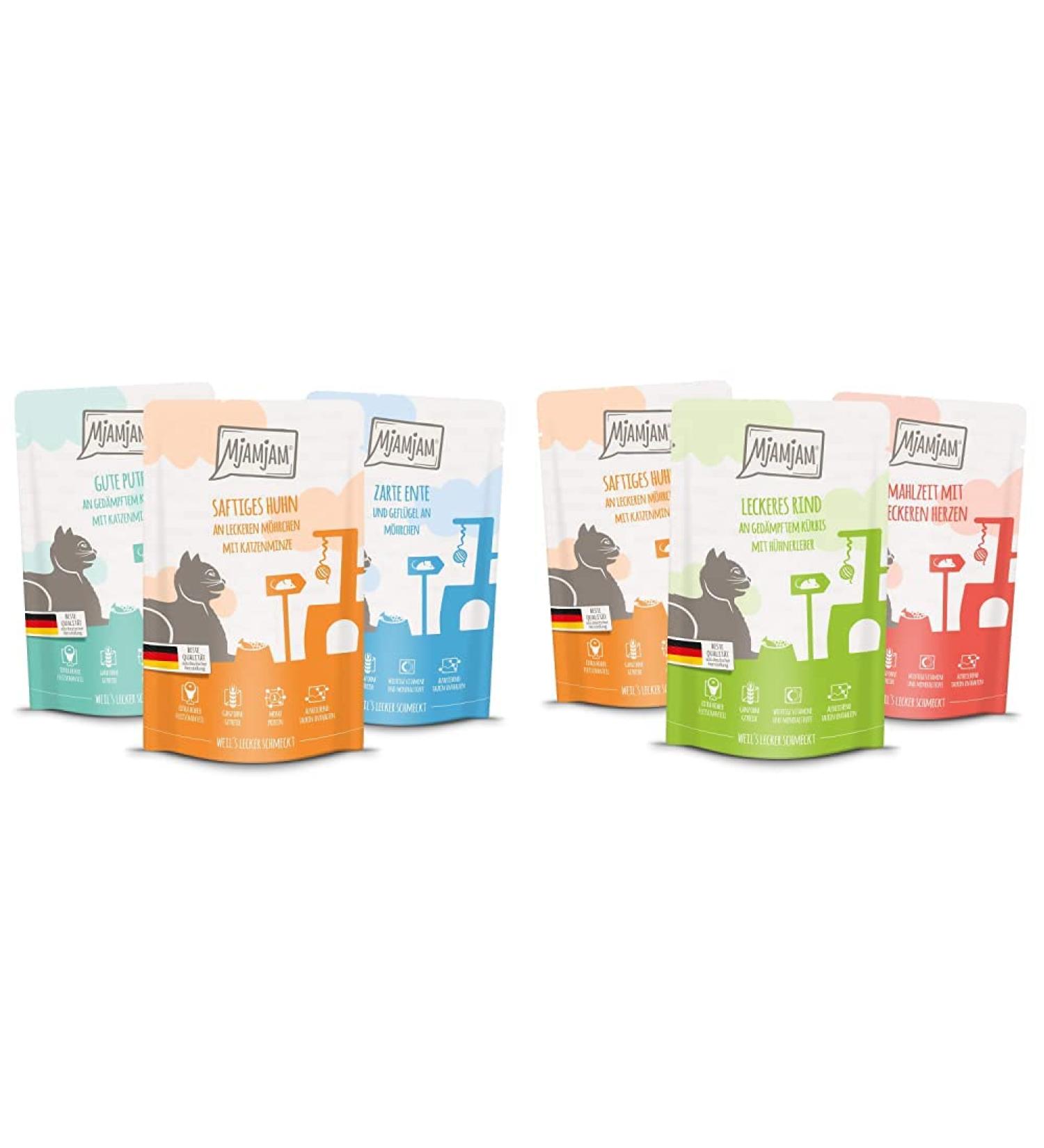 Mjamjam Mix Package IV - Premium Wet Food for Cats | 12 x 125g Bundle - Chicken Beef & Heart - 1.5 kg - Buy Online on SooperMarket.com