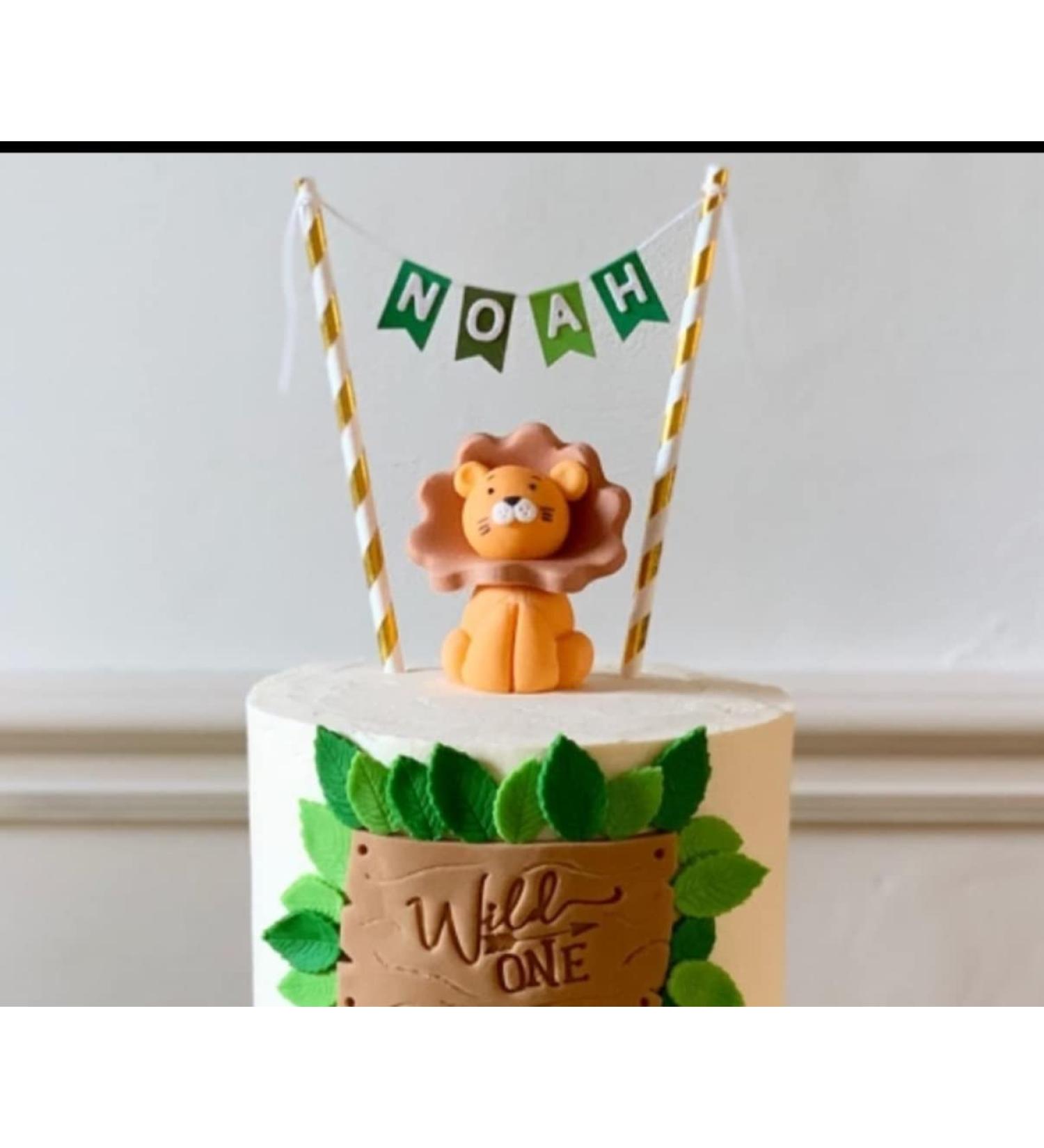 Lion Cake Topper - Edible Fondant Safari Jungle Cupcake Birthday Decoration with an Edible Glue - Baby Shower Party Supplies - Buy Online on SooperMarket.com