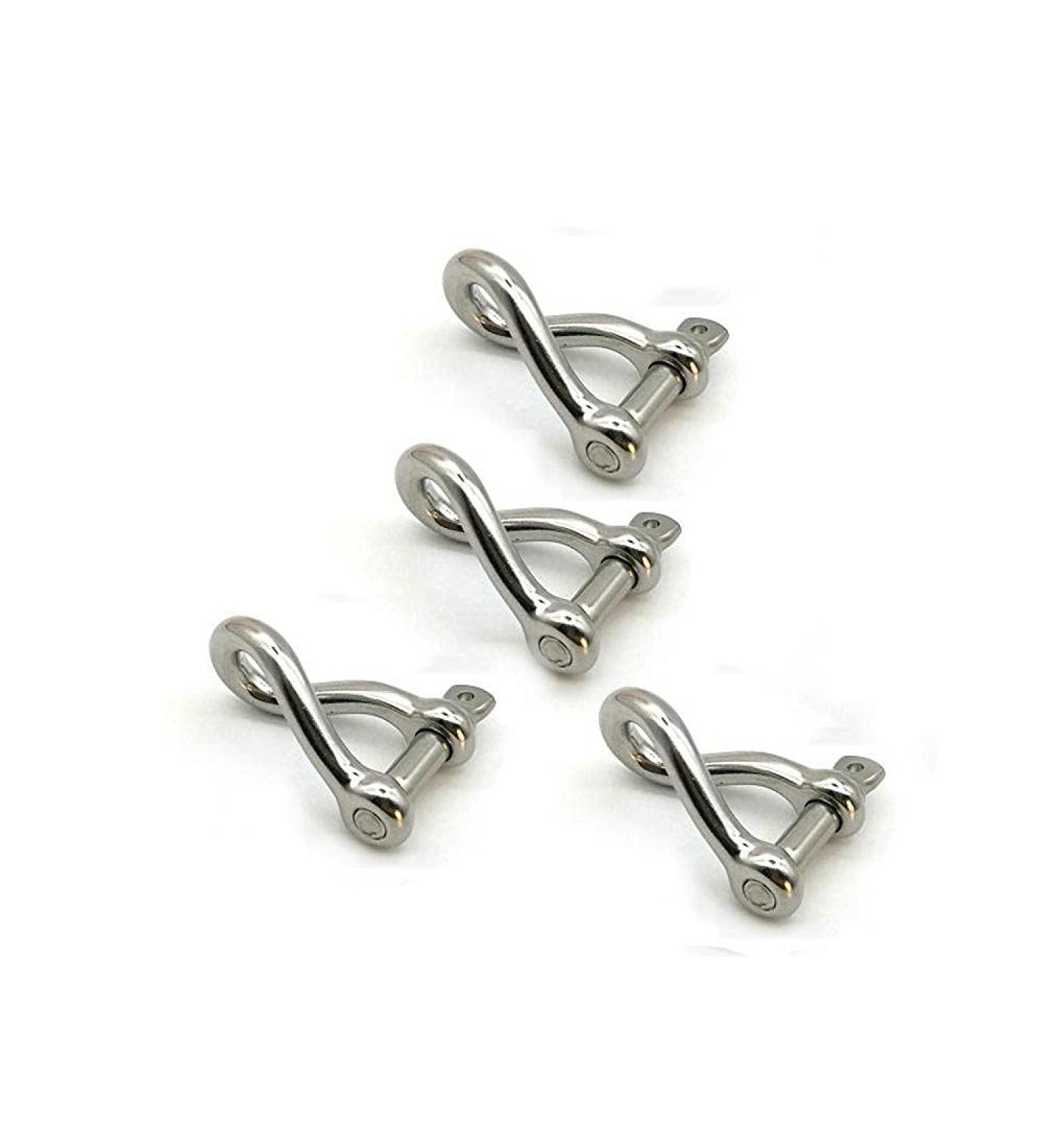 Stainless Steel 316 Mini Twist Shackle - 3/16 (5mm) - 4 Pcs | Marine Grade - Buy Online on SooperMarket.com