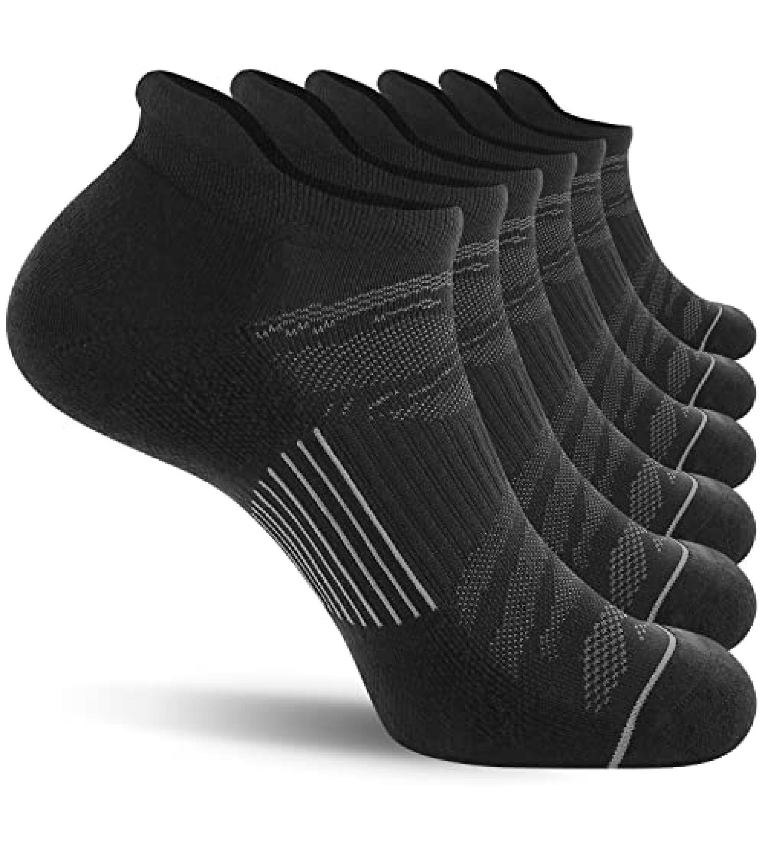 FITRELL Men's Ankle Running Socks 6-Pack - Low Cut Cushioned Athletic Sports Socks - Black+Gray - Size 9-12 - Buy Online on SooperMarket.com