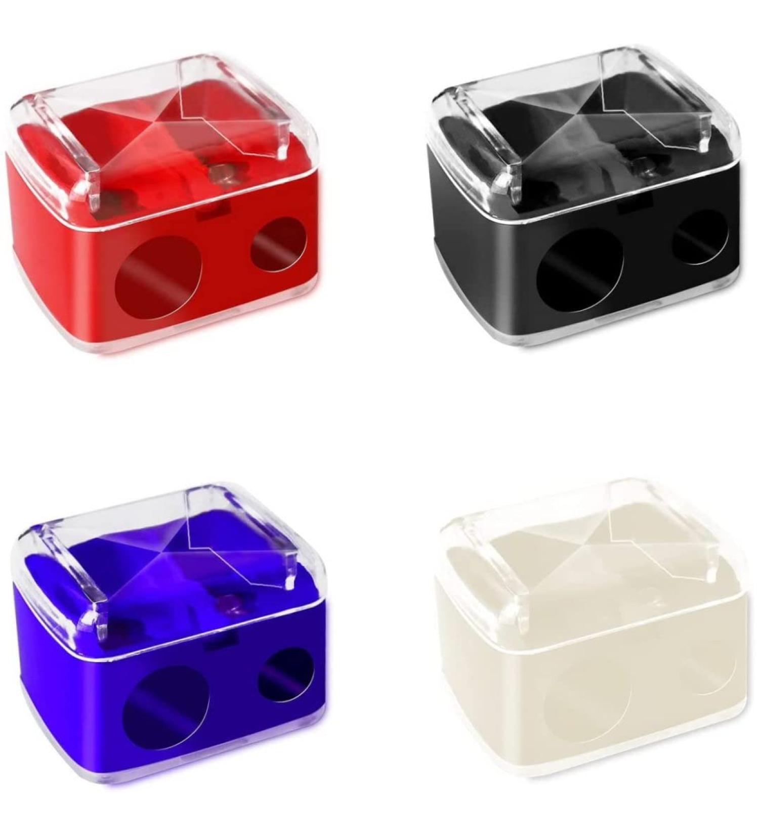 4-Piece Makeup Sharpener Two Holes Eyeliner Sharpener with Cover Coloured Eye Cosmetic Sharpener for Eyeliner Lip Liner Pens - Buy Online on SooperMarket.com
