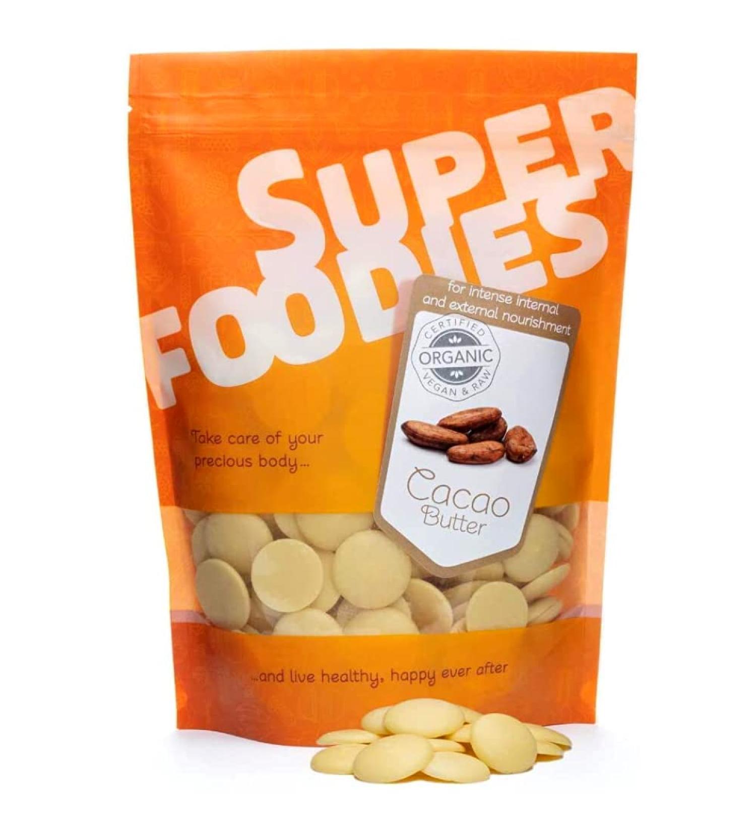 Superfoodies Raw Food Grade Cocoa/Cacao Butter 500G - Organic Natural Wafers - for Baking & Skincare 500 g (Pack of 1) - Buy Online on SooperMarket.com