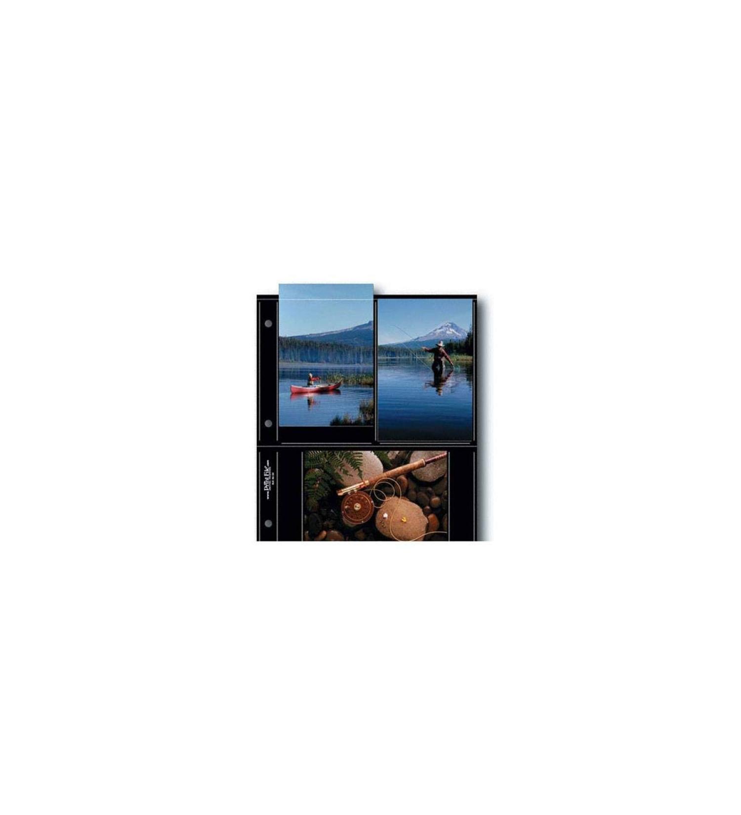 Print File BLK46-6S, Archival S-Series Album Pages, Holds Six 4x6" Prints, Pack of 25 - Black Background