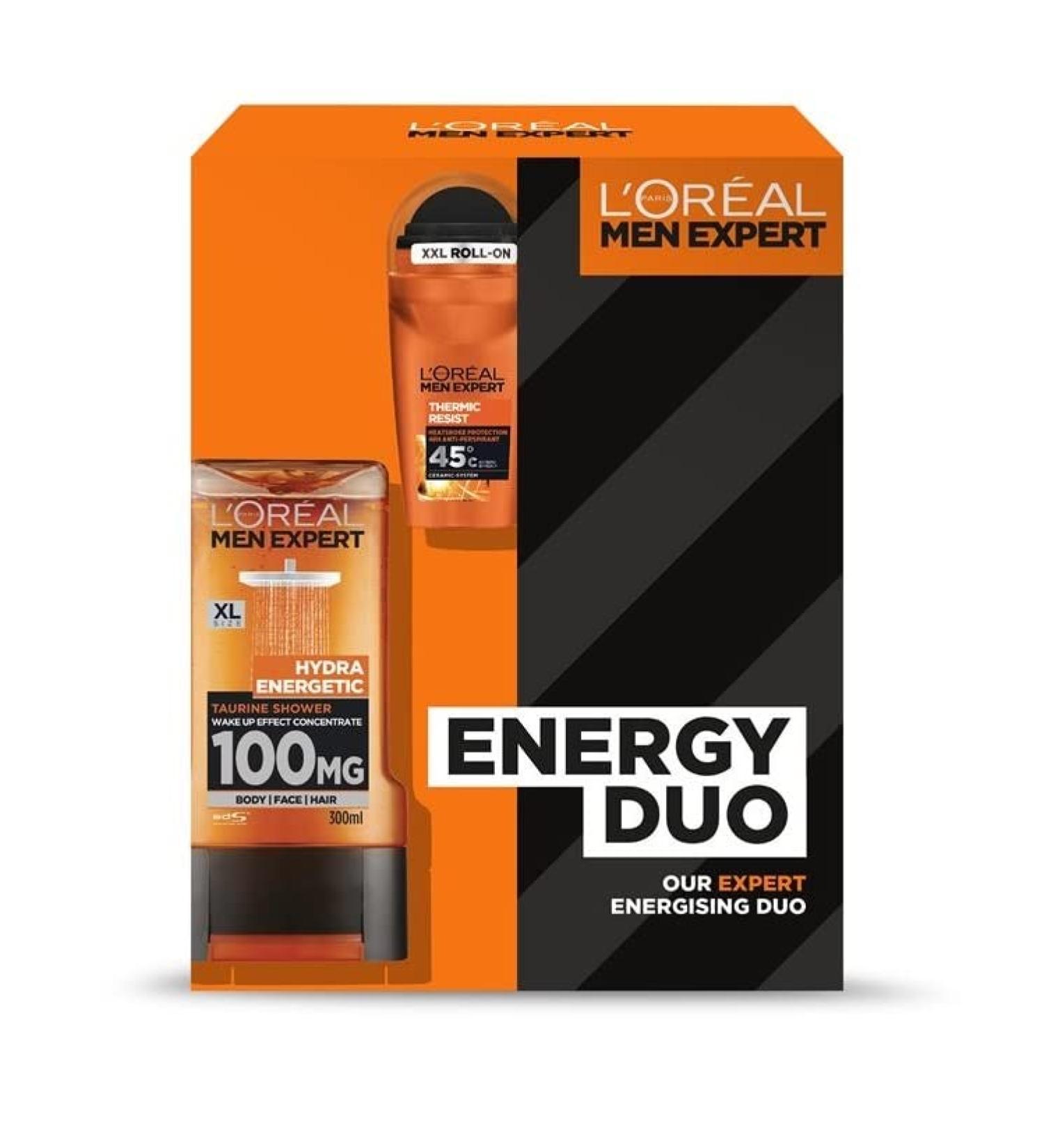 L'Oreal Men Expert Energy Duo Gift Set - 1x Hydra Energetic Shower Gel 1x Thermic Resist Anti-Perspirant Roll On Deodrant - Buy Online on SooperMarket.com