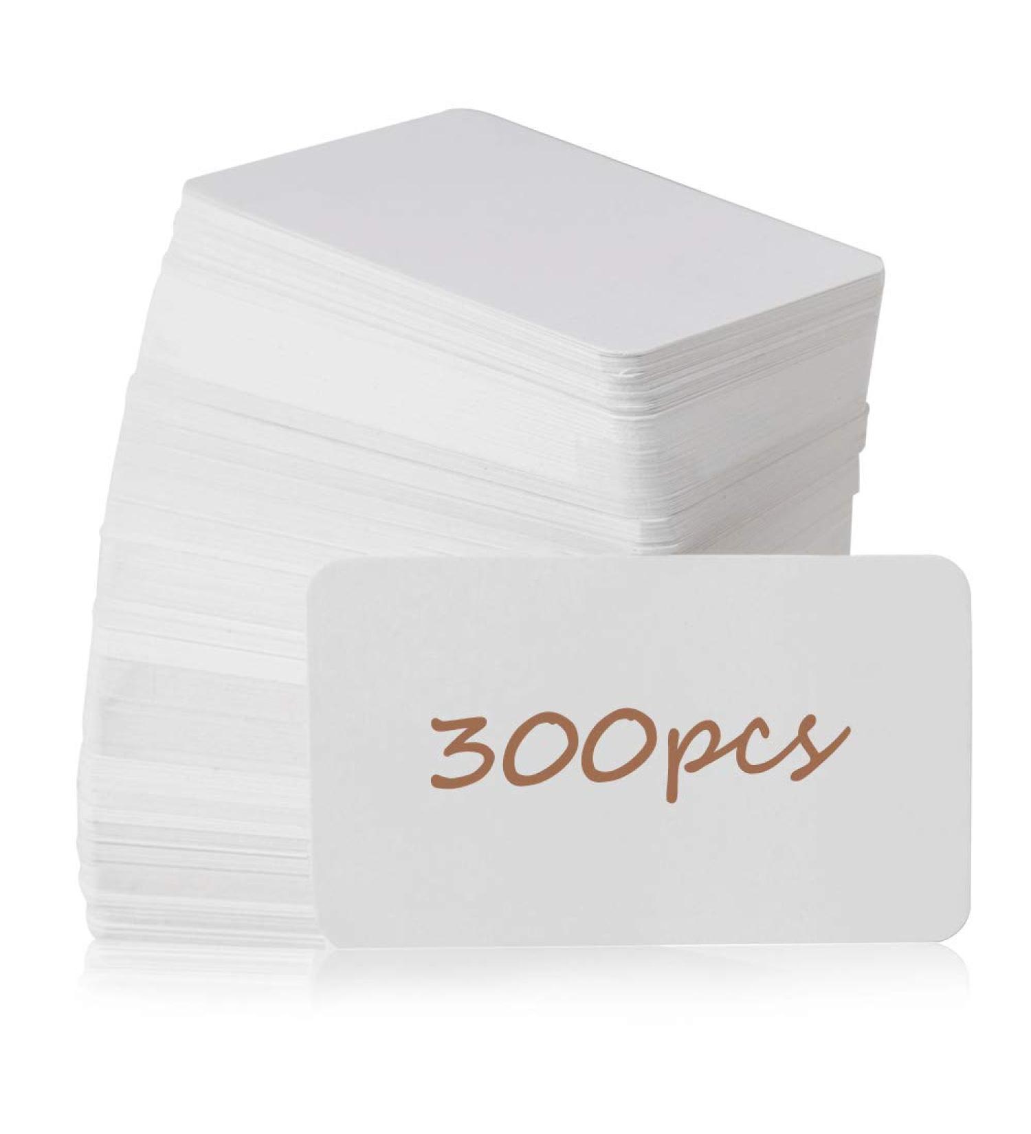 Primbeeks 300pcs Blank Business Cards  Premium Blank White Cards  3.5" x 2.2" Small Blank Cards  Blank Cardstock Cards  Small Note Cards  white blank cards  white business cards  kraft paper cards White 300 - Buy Online on SooperMarket.com