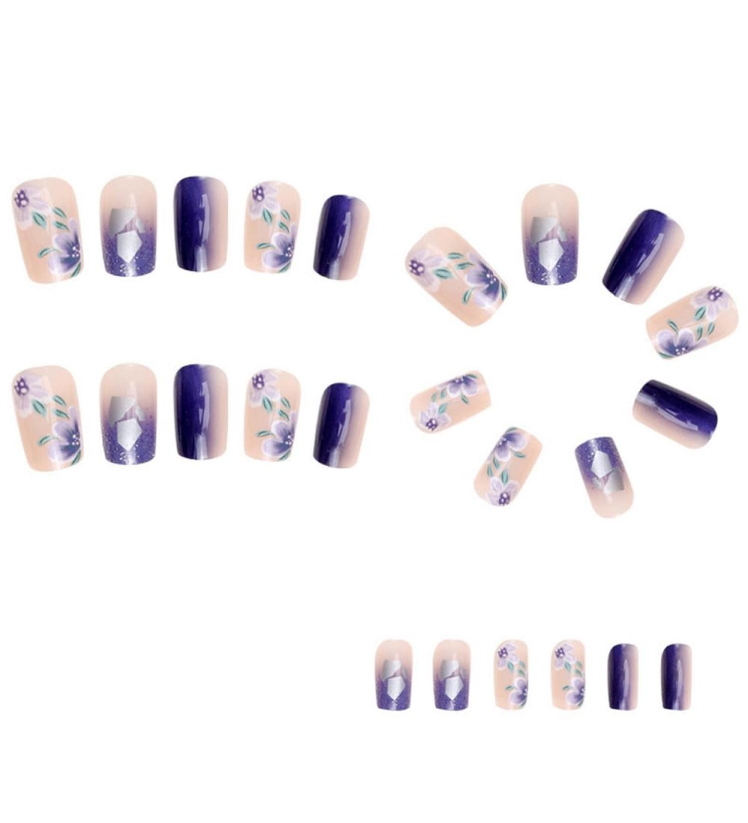 Torribala Ice Blue Gradient Camellia Wearable Nails for Finished Art Finished Nails Fine Workmanship - Buy Online on SooperMarket.com