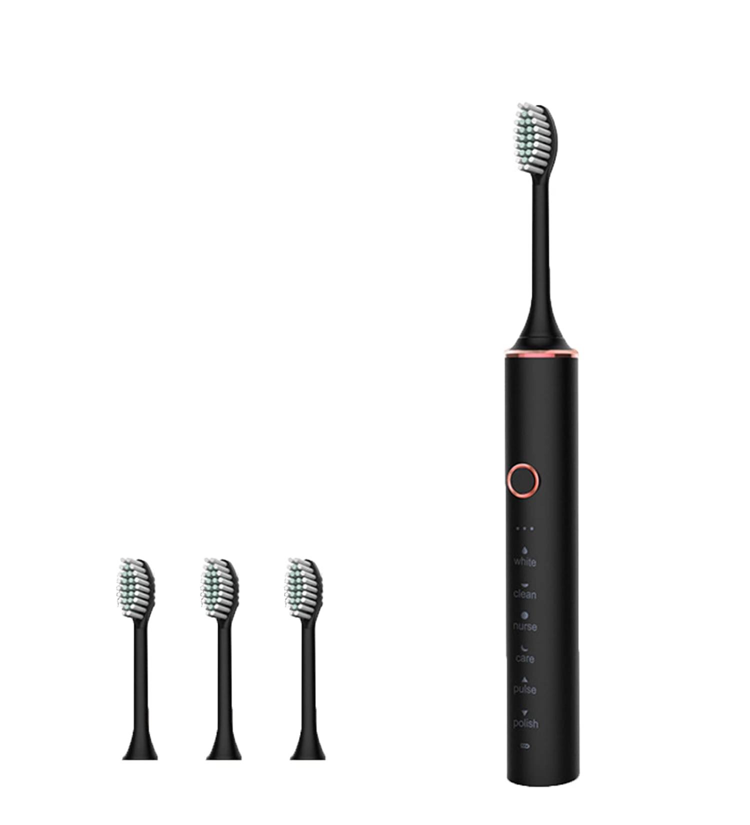 ELEWealth Sonic Electric Toothbrush - 18 Gear, 6 Modes, 2-Minute Timer, IPX7 Waterproof, USB Charging - Black - Buy Online on SooperMarket.com
