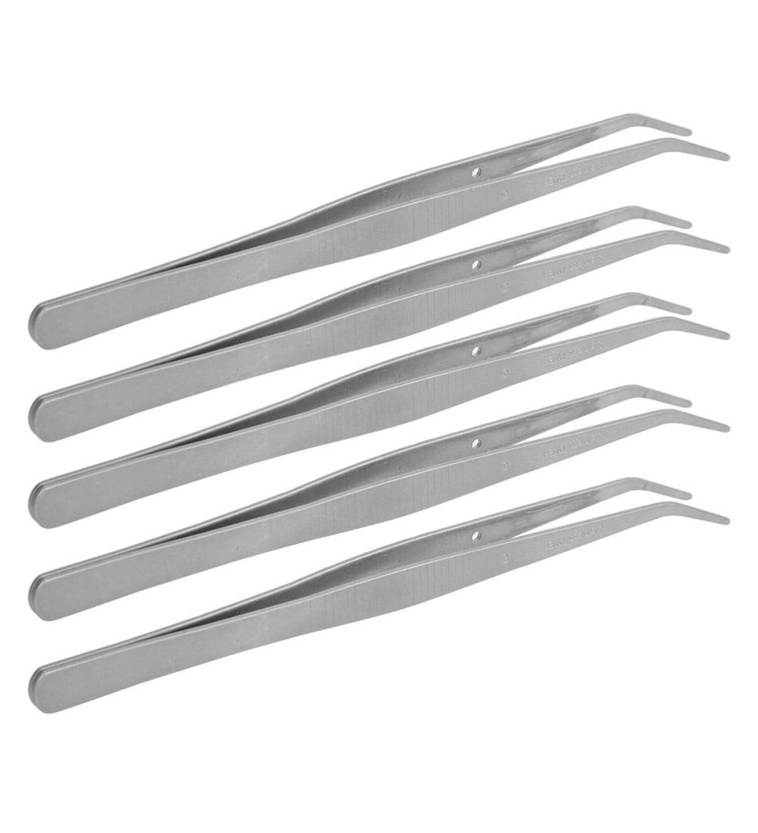 HEEPDD 5-Pack Stainless Steel Curved & Straight Tweezers for Eyelash Extensions | Precision Pointed Tips | International Shipping Available - Buy Online on SooperMarket.com