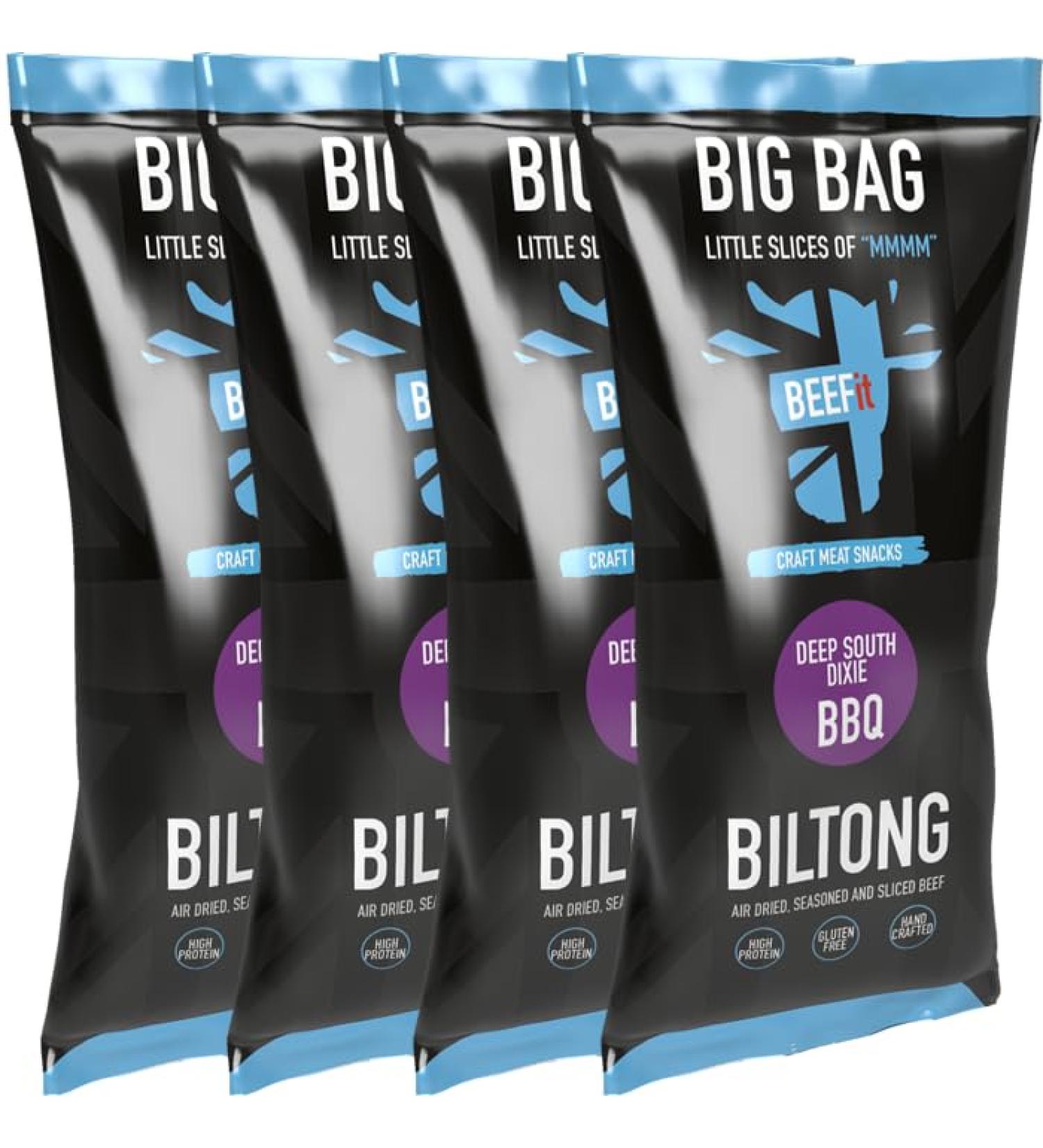 BEEFit BBQ Biltong Beef Jerky 4x250g - High Protein, Gluten Free, Keto Friendly - Buy Online on SooperMarket.com