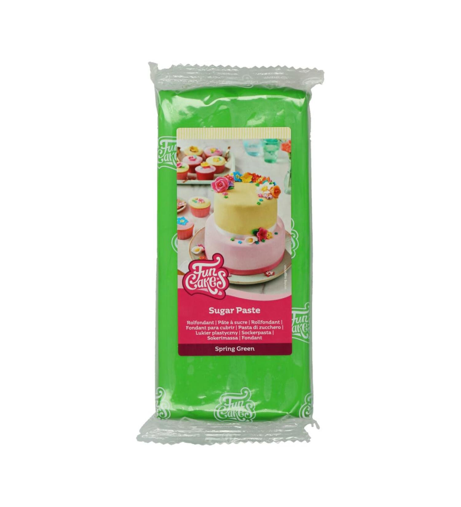 Funcakes Rollfondant Spring Green - 1kg | Easy to Use Smooth & Flexible Cake Decorating | Halal Kosher & Gluten-Free - Buy Online on SooperMarket.com