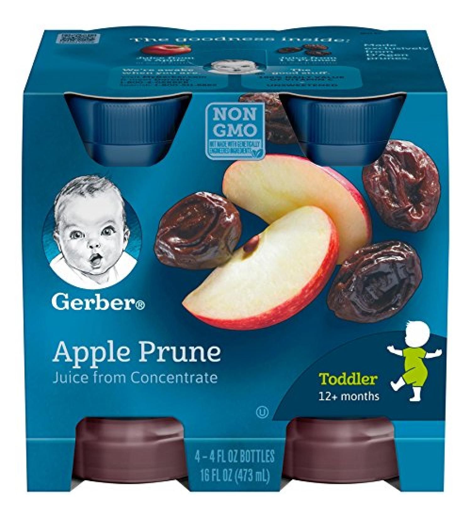 Gerber Juice Toddler 12+ Months Apple Prune 4 oz - Pack of 4 - Buy Online on SooperMarket.com