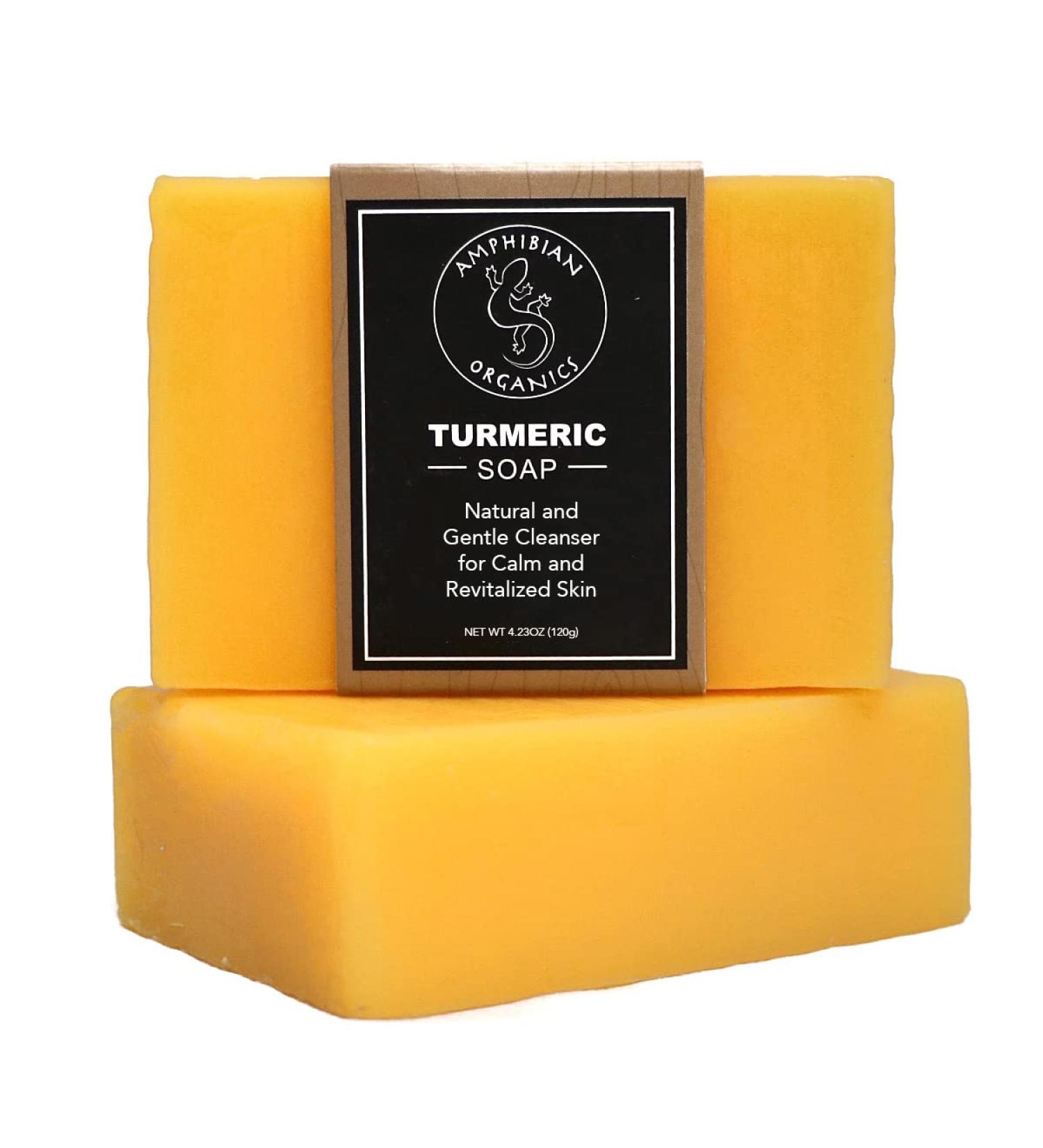 Amphibian Organics Turmeric Soap - All Natural Cleanser for All Skin Types - Gentle Face & Body Wash for Men, Women & Teens - 6 Ingredients - Buy Online on SooperMarket.com