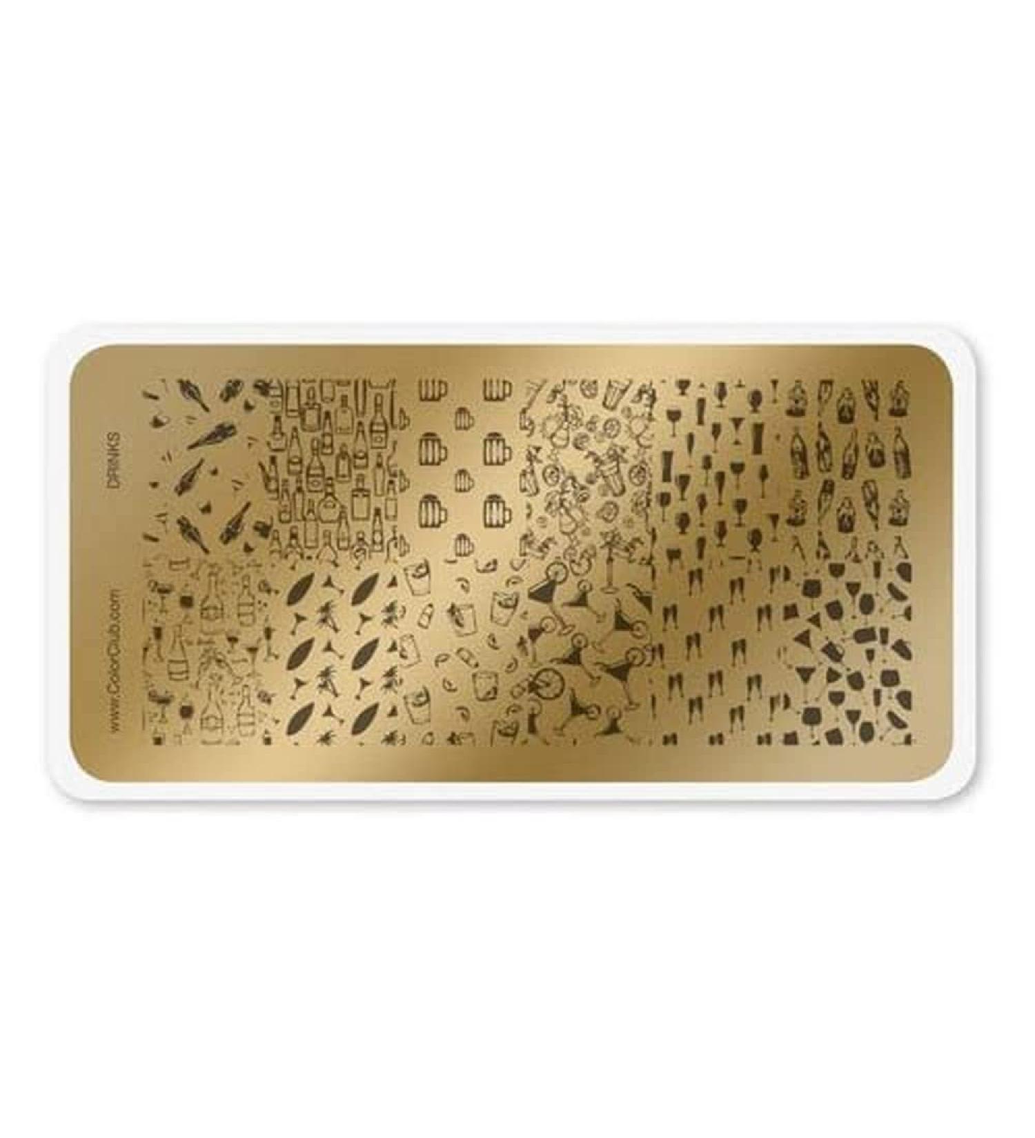 Color Club Drinks Nail Art Stamping Template Tool Kit 12 Designs Nail Plate Manicure Image for Nails