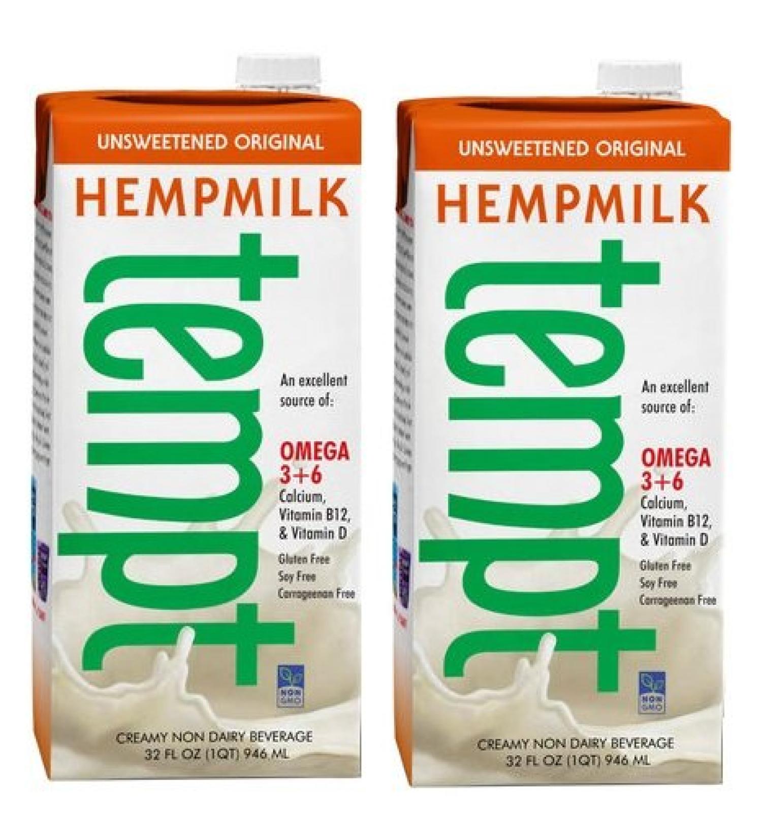 Living Harvest Tempt Hemp Milk, Unsweetened Original, 32-Ounce Containers (2 Pack)