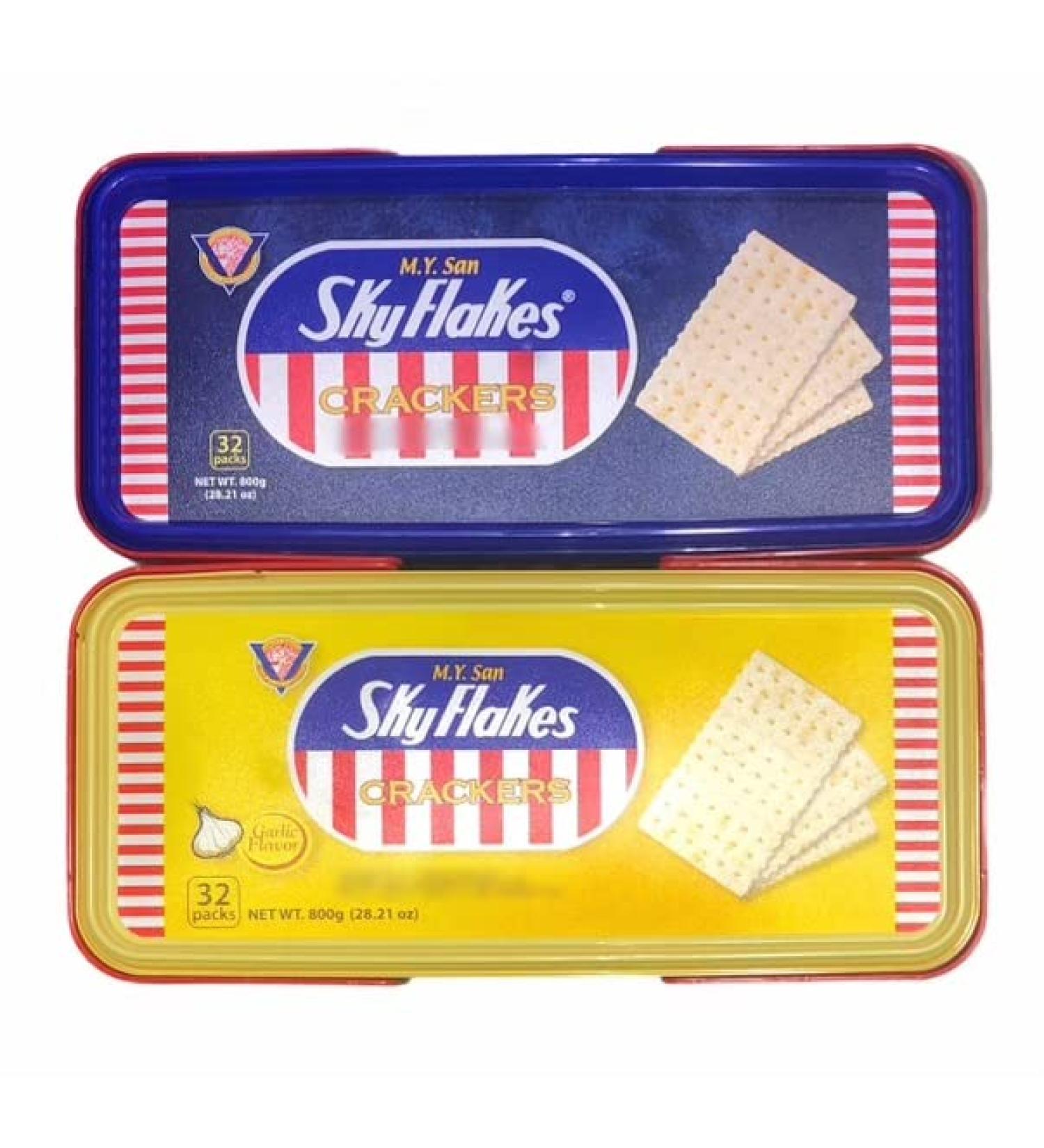 M.Y. San Skyflakes Crackers: Original & Garlic Flavor Duo - Buy Online on SooperMarket.com