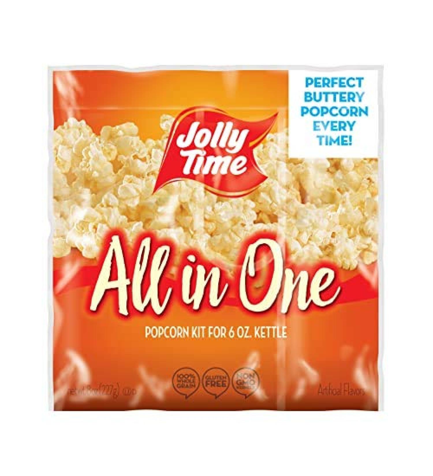 Jolly Time All In One Kit for Popcorn Machine Portion Packet, 8.0 Ounce (Pack of 36)