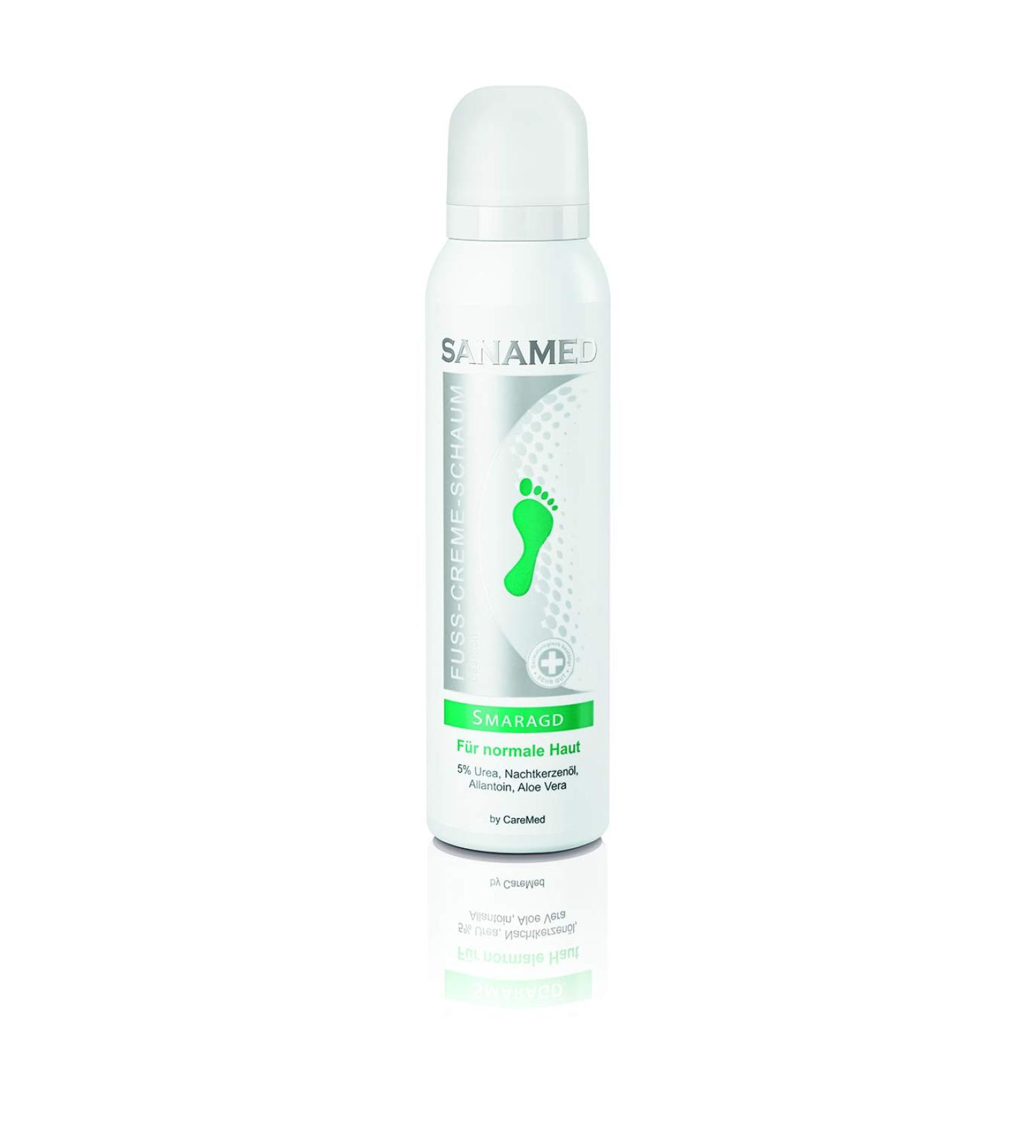 Sanamed Foot Cream Foam Emerald Foot Foam for Dry Skin with Urea Evening Primrose Oil Aloe Vera 150ml 150 ml 150 ml (1 pack)