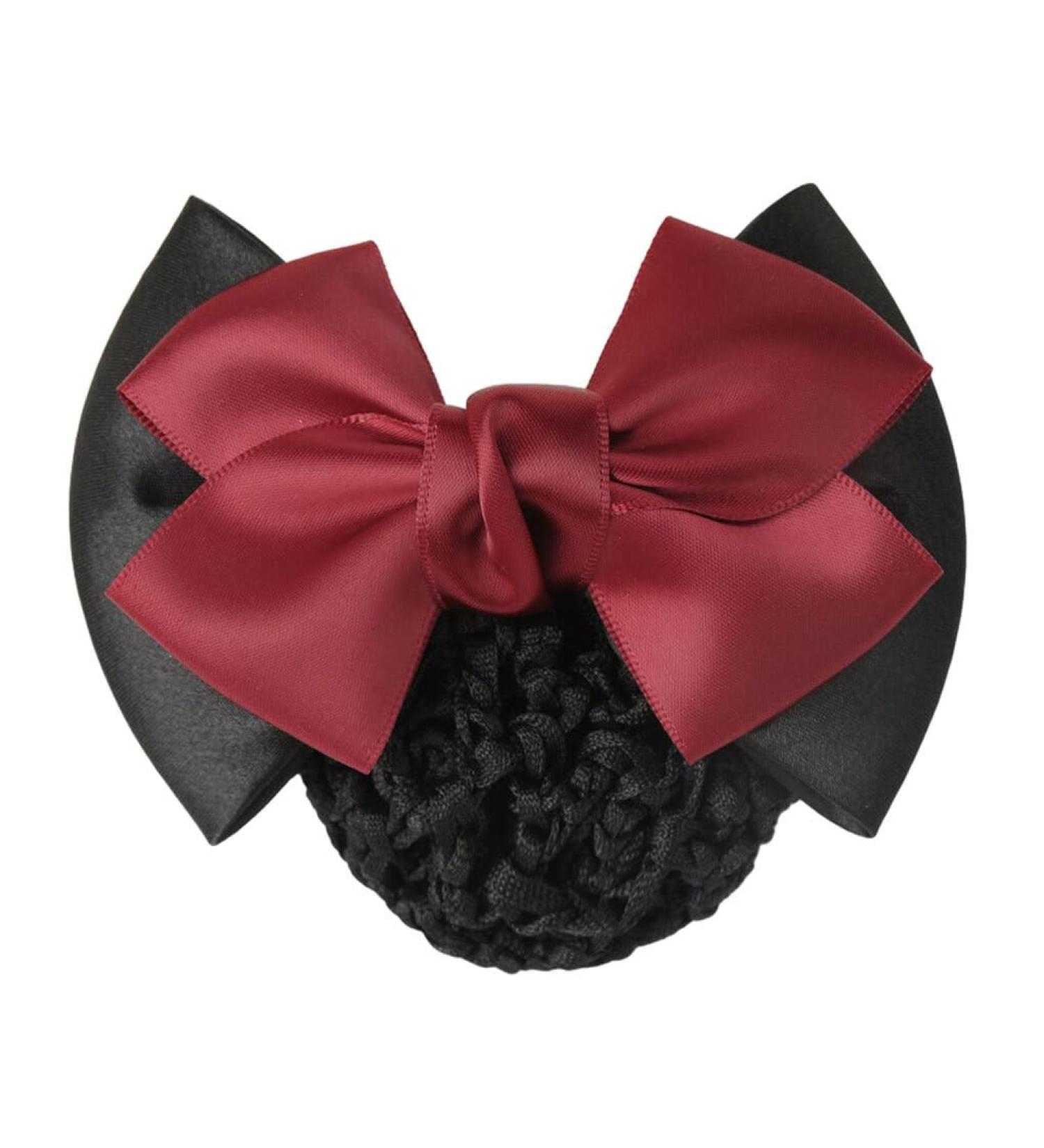 BEALIFE Elegant And Professional Snood Net Bow Hair Net For Stylish Hairdos Professional Hair Plate Mesh Pocket Cloth Good Gifts Two Bows-red - Buy Online on SooperMarket.com