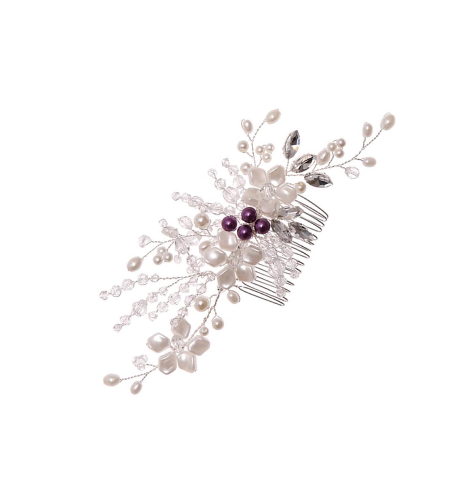 WOFASHPURET 1pc braided flower comb hair accessories hair barrettes for women Headpieces for Brides Hair Side Combs flower hair clips for women white wire modeling banquet hair comb - Buy Online on SooperMarket.com