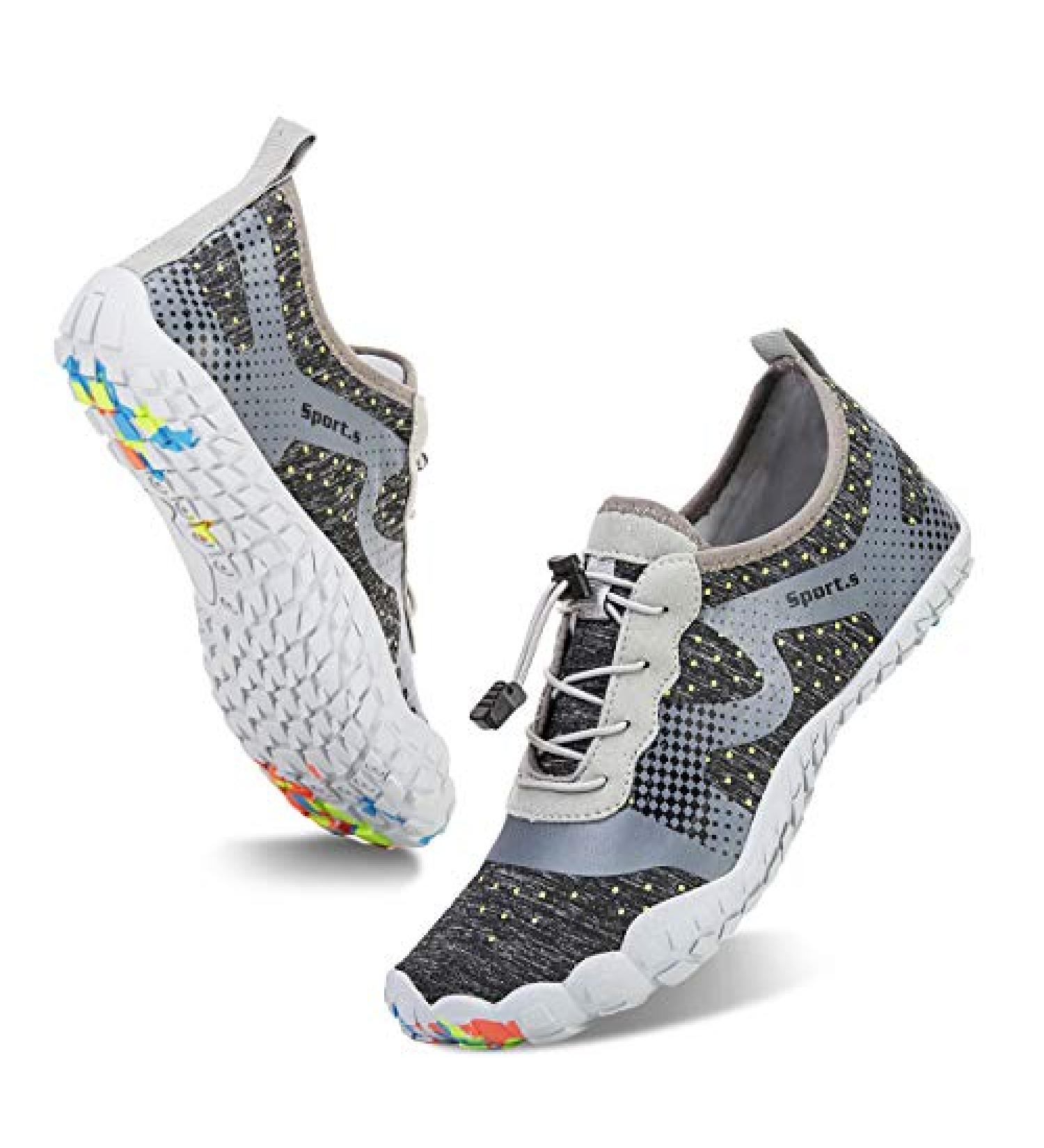 Men's Barefoot Quick-Dry Water Shoes - Outdoor Athletic Sport Shoes for Kayaking, Boating, Hiking, Surfing, Walking - Size 11 Women/9.5 Men - Light Gray - Buy Online on SooperMarket.com