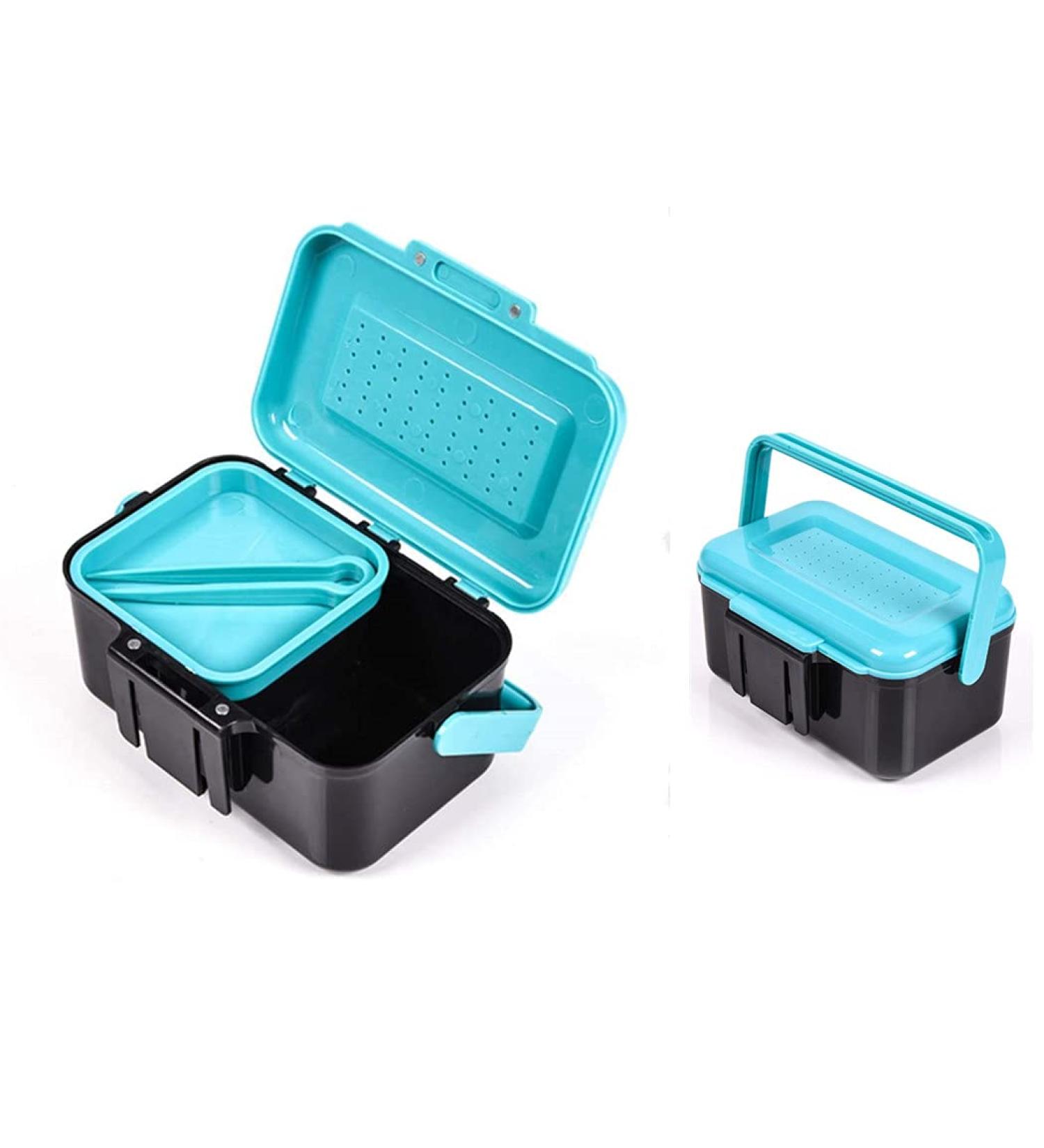 Toasis Fishing Live Bait Box Worm Storage Container Plastic Case with Tweezer Blue-2pcs - Convenient Fishing Bait Organizer - Buy Online on SooperMarket.com