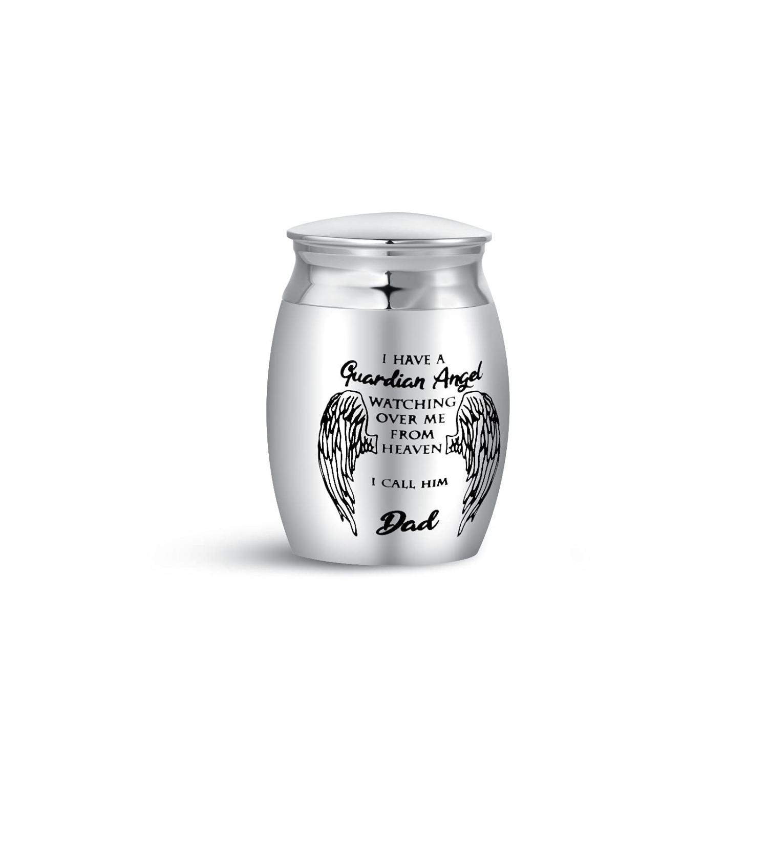 KunBead Jewelry Women Men Small Mini Urn for Ashes Guardian Angel Wing Dad Family Human Cremation Memorial Keepsake - Buy Online on SooperMarket.com