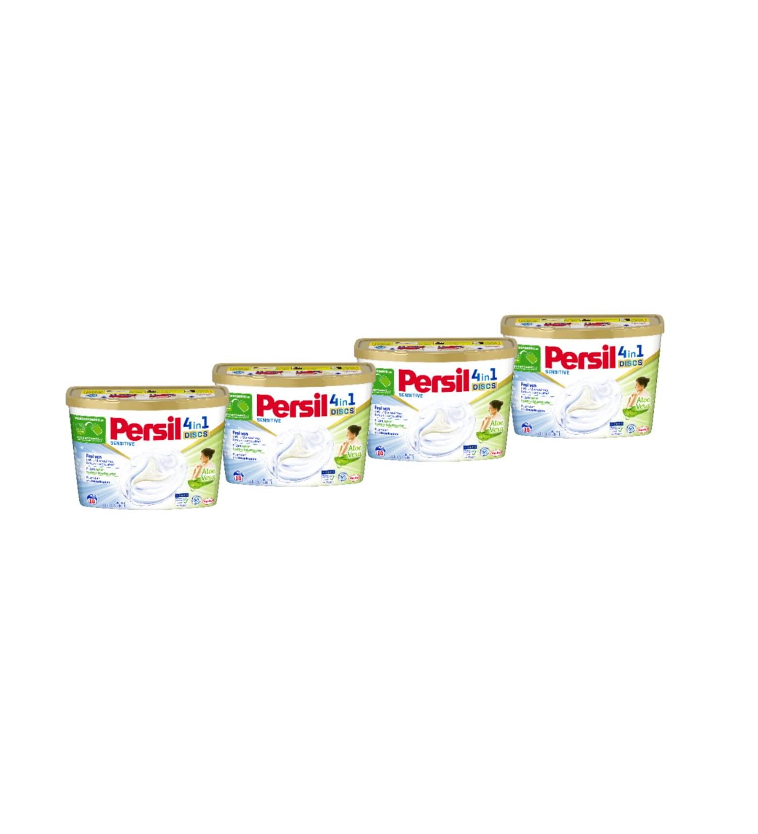 Persil Sensitive 4in1 Discs - Allergy-Friendly Laundry Detergent for Babies | 64 Wash Loads Aloe Vera Effective from 20 C to 95 C - 400g (4 Pack) - Buy Online on SooperMarket.com