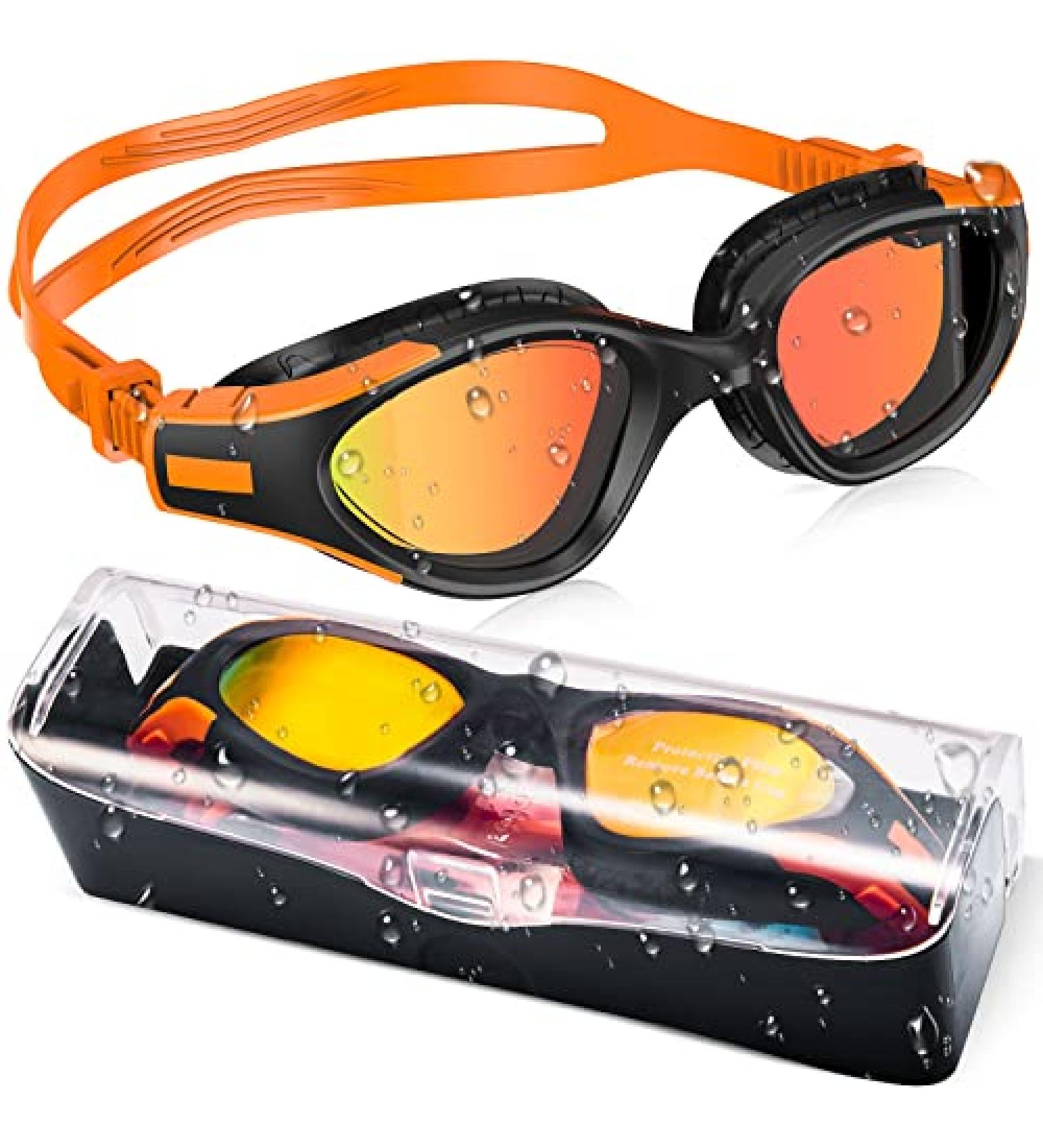 SwimStars Adult Swim Goggles - Anti-Fog UV Protection, No Leaking, Orange/Black Mirrored Lens for Pool & Open Water Swimming - Buy Online on SooperMarket.com