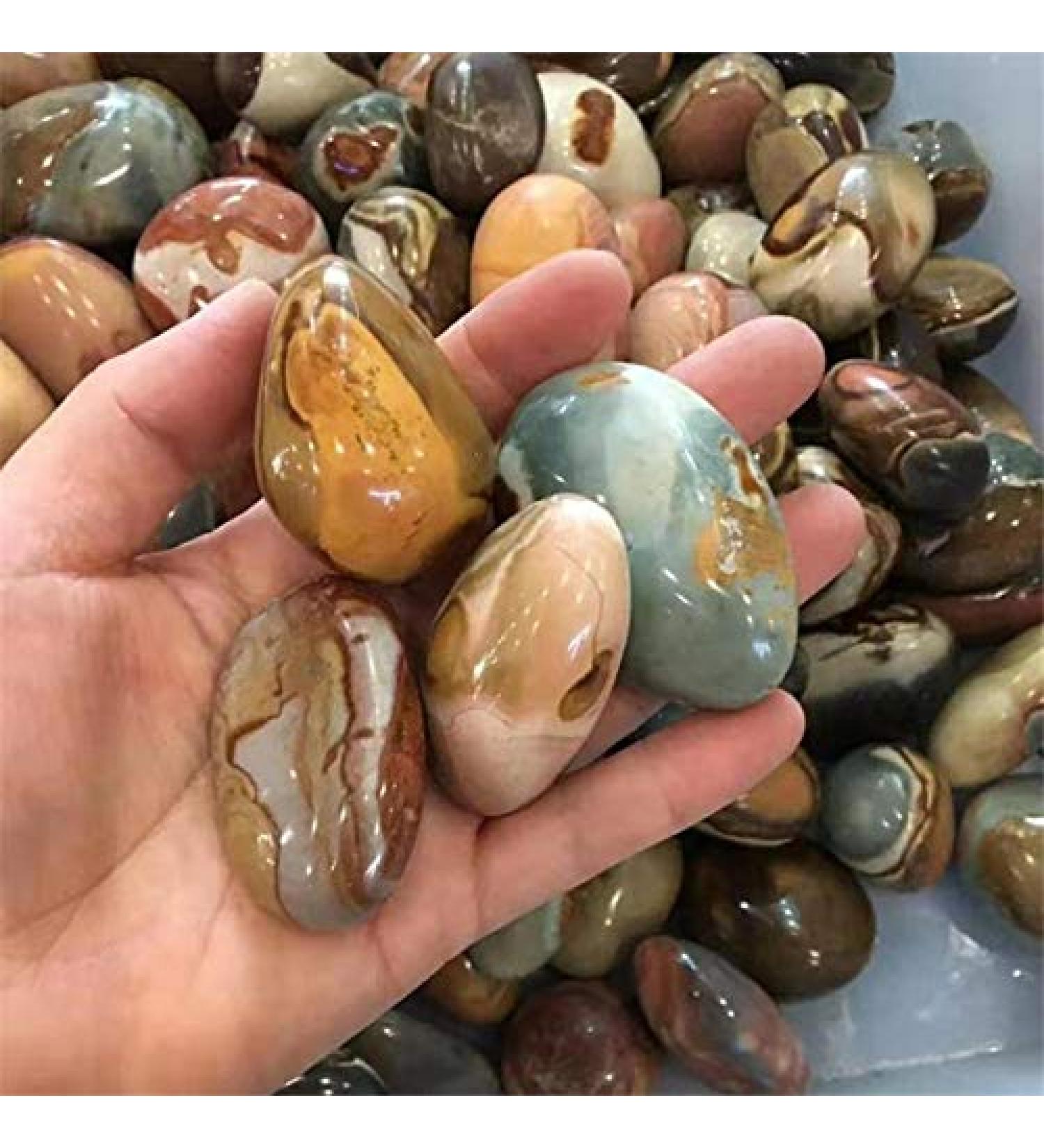 3pc Natural Minerals Ocean Jasper Palm Size Tumbled Stones for Decoration - Buy Online on SooperMarket.com
