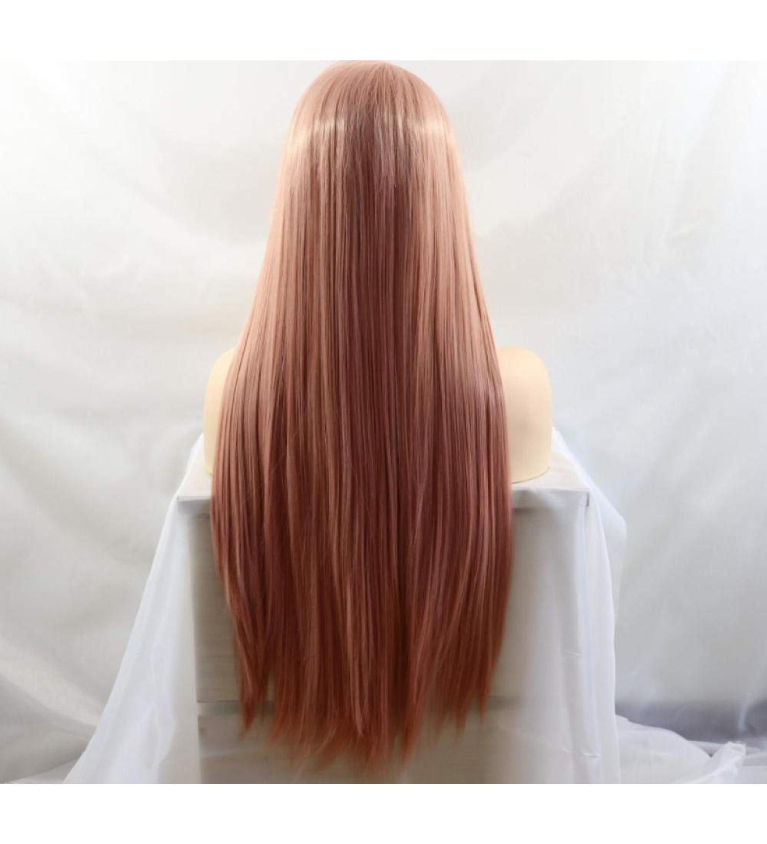 BGHJUE Pink Straight Synthetic Lace Front Wig for Black Women - Soft Heat Resistant African Hair - Buy Online on SooperMarket.com