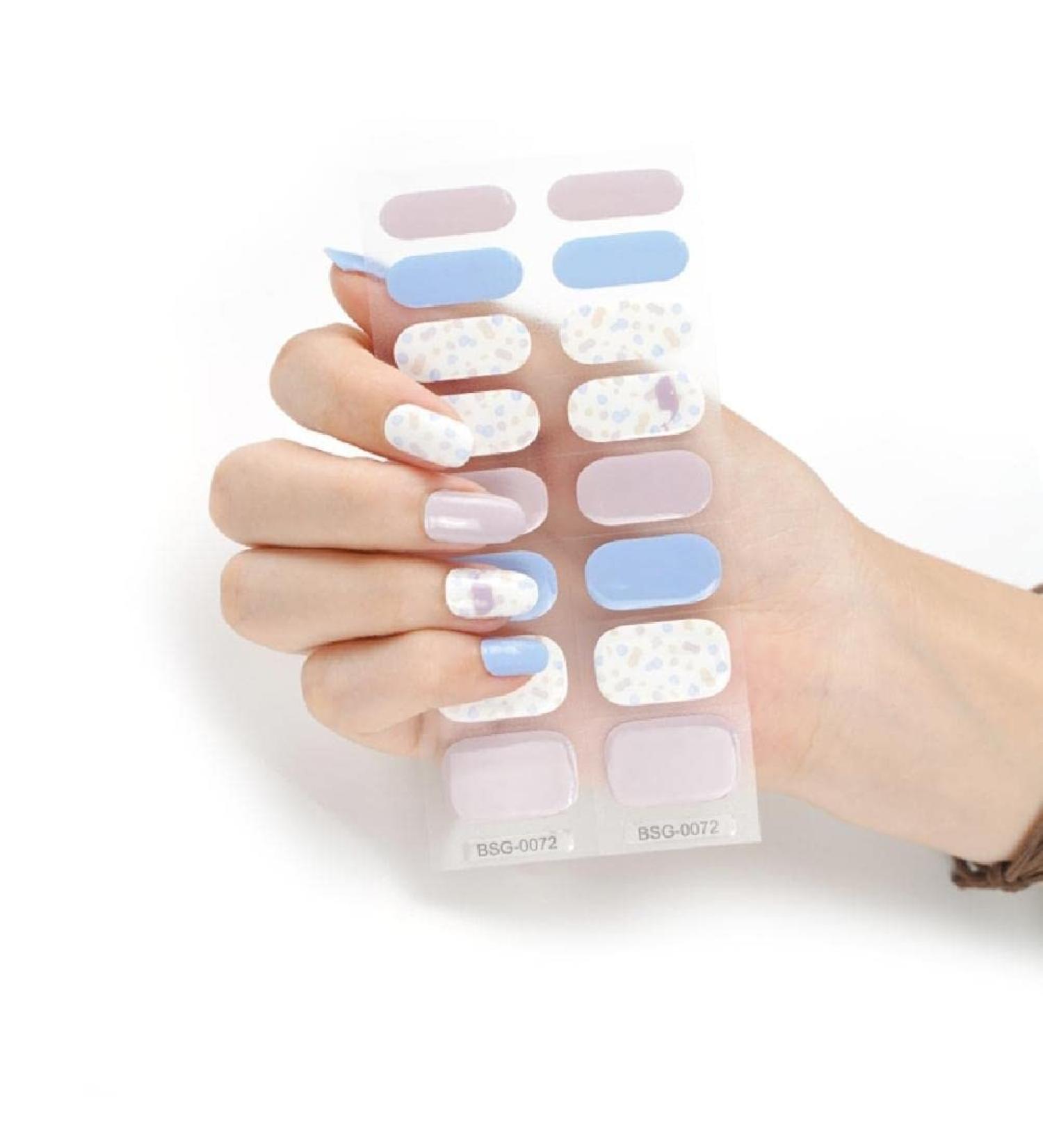 Semi-cured Gel Nail Sticker UV/LED Lamp Required Gel Nail Polish Wrap Fashion Design Gel Nail Art Stickers for Women Winter Autumn 0072 - Buy Online on SooperMarket.com