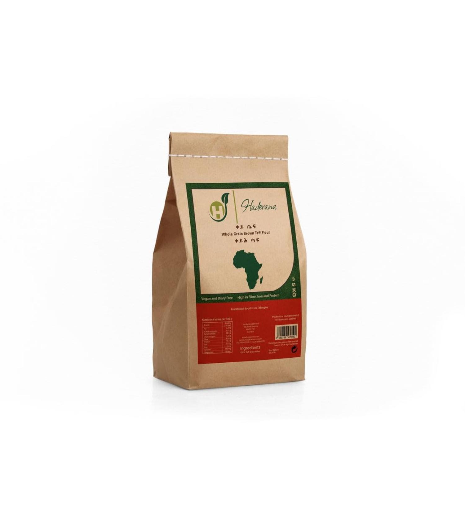 Whole Grain Brown Teff High in Fibre iron Gluten free healthy baking (5Kg Bag) - Buy Online on SooperMarket.com