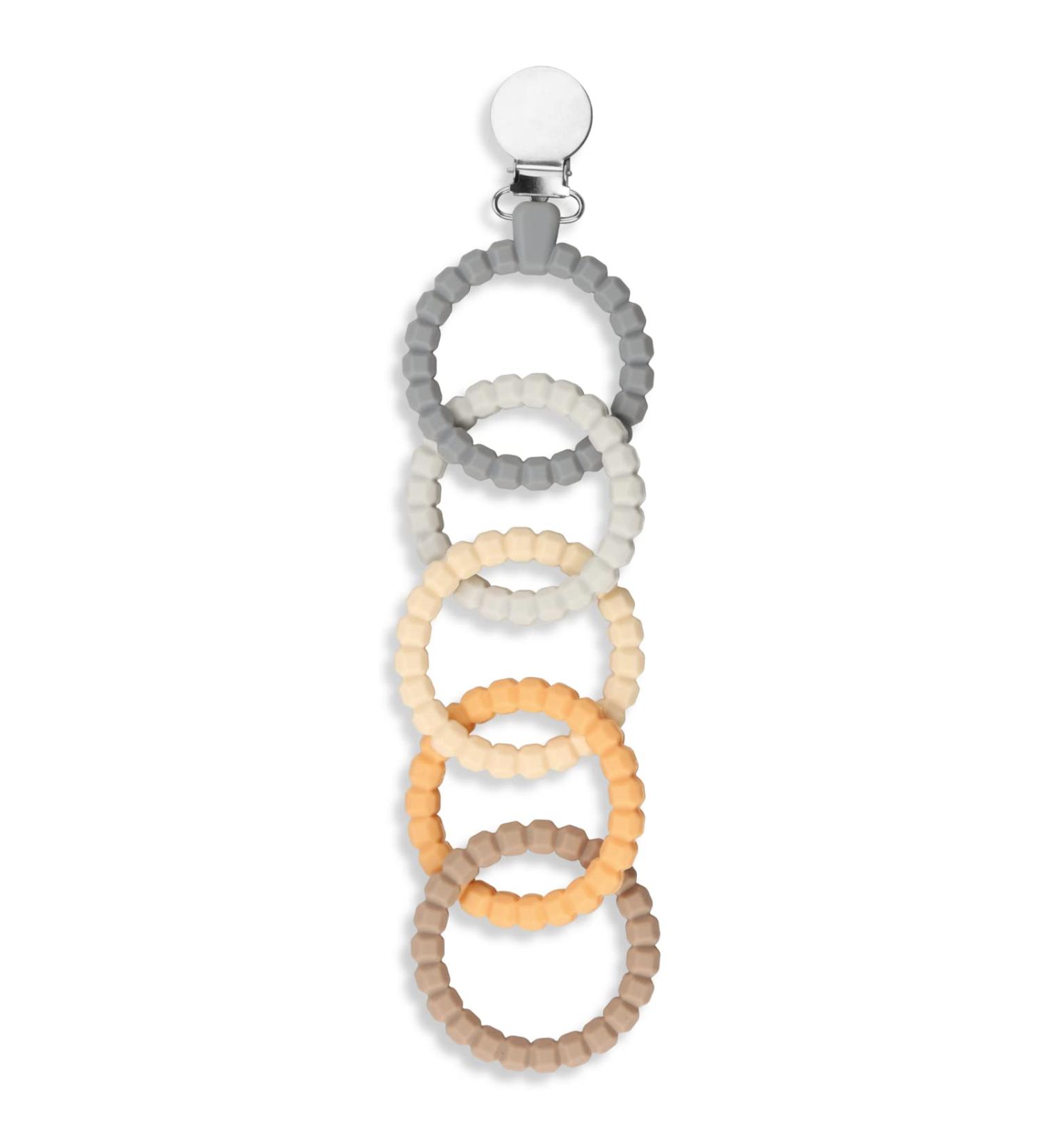 Kalovin Silicone Teether Rings - Clip-on Sensory Teething Links | BPA-Free Food Grade Teething Ring for Babies - Color 1 - Buy Online on SooperMarket.com